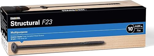 Starborn Structural F23 - Tornillo de cabeza plana multiusos para madera, paquete de 50 a 10 pulgadas