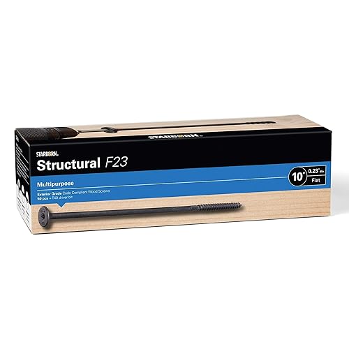 Starborn Structural F23 - Tornillo de cabeza plana multiusos para madera, paquete de 50 a 10 pulgadas