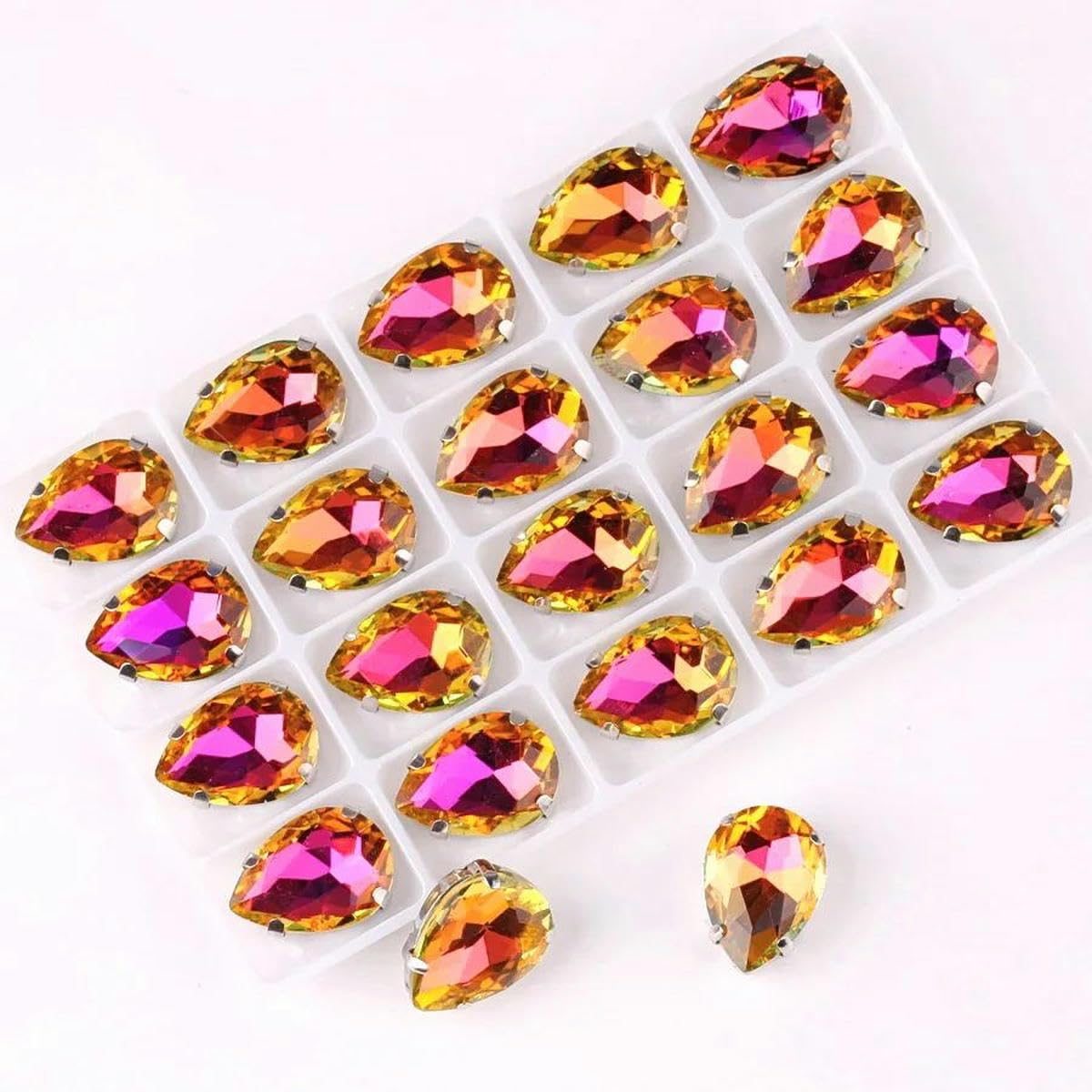 Luźne kryształki wodne AB RB ze szkła kryształowego do przyszywania na płasko, wielokolorowe, wiele rozmiarów(A13 Violet Rb,7x10mm 50pcs)