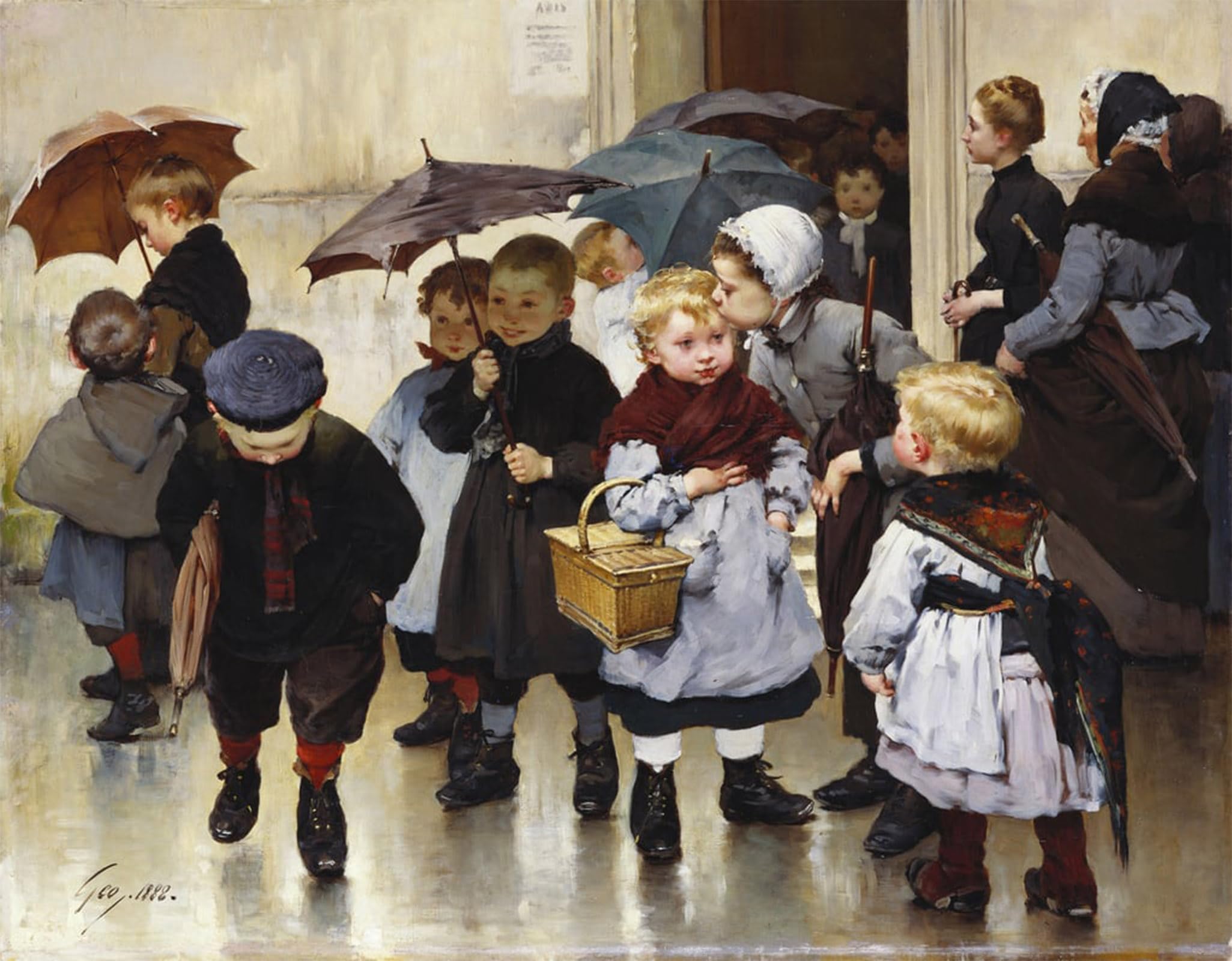 SERENDIPITP Aesthetic Poster Photo Wall Print Retro Picture Leaving the Class by Henri Jules Jean Geoffroy Modern Wall Artwork for Home Decor 60x90cm