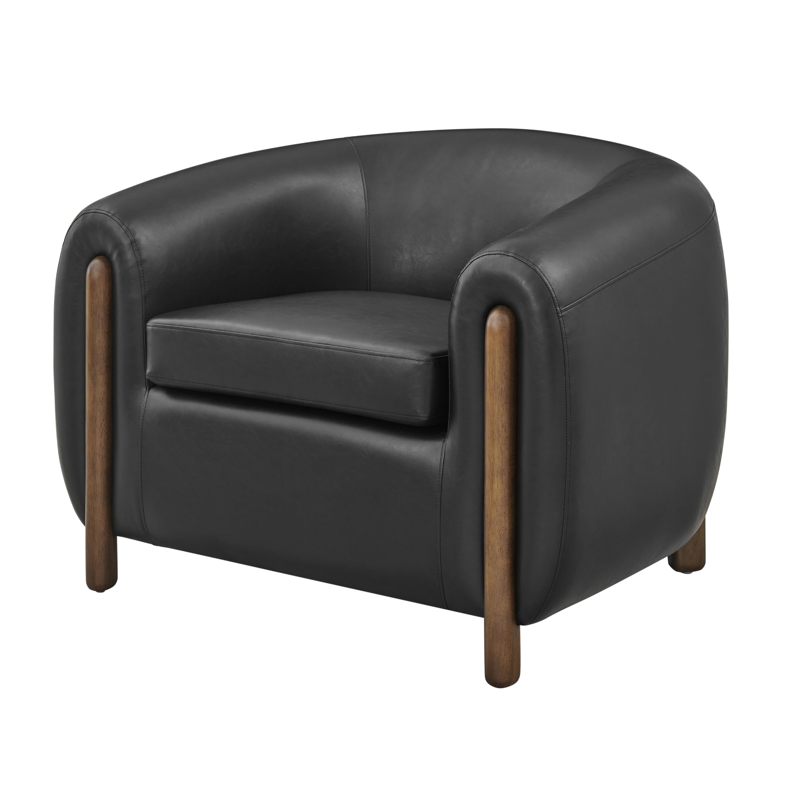Cordelia Accent Chair - Black Faux Leather by New Pacific Direct – Faux Leather, Black, Jacob Brown, Model 1900243-691