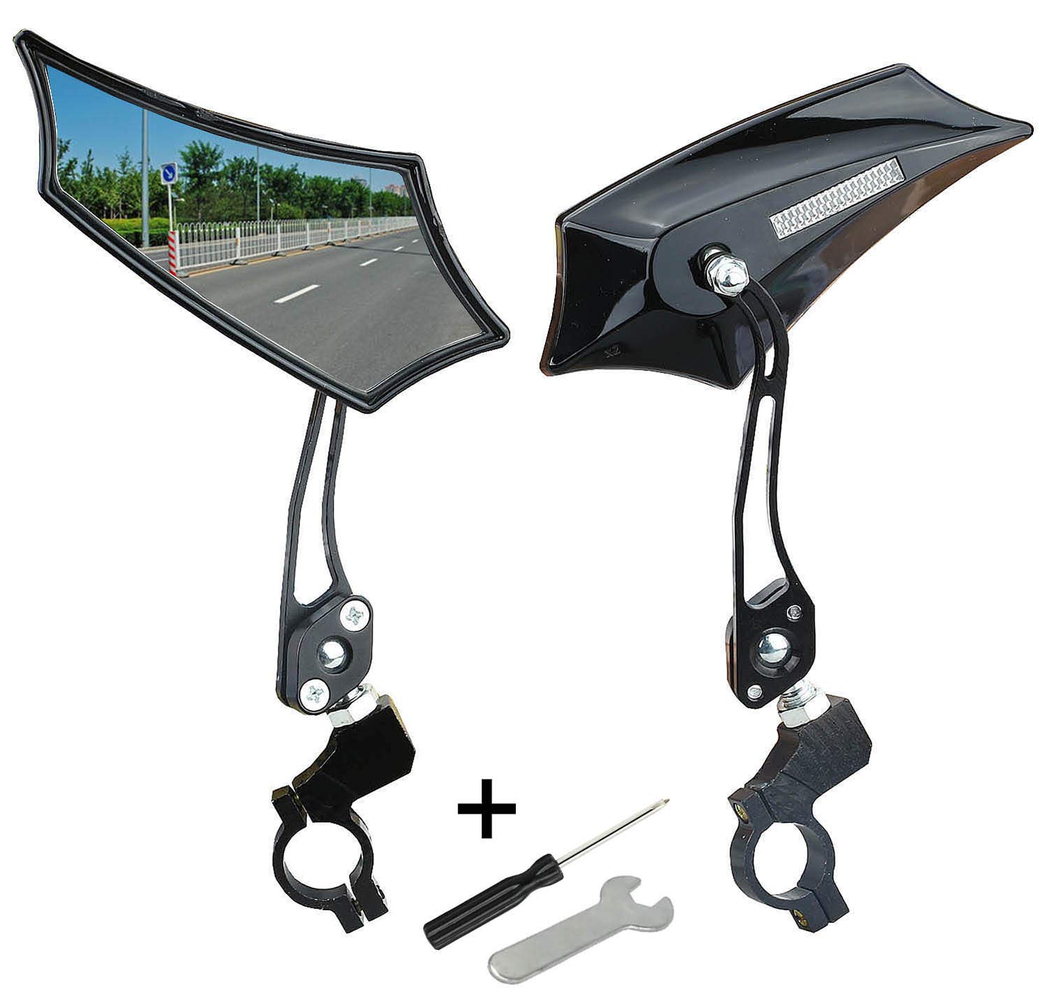 Bike Mirrors,360°Rotation Back Safe Rearview Mirror Handlebar Wide Angle Bicycle Mirror with 2 Free Tools Black Knife Shaped