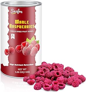 Freeze Dried Raspberries, Freeze Dried Fruit, 110G/3.88OZ Whole Frozen Raspberries, No Sugar Added, Healt-hy Snacks for Cocktails, Cake, Baking, Sorbet, Tea, Yogurt