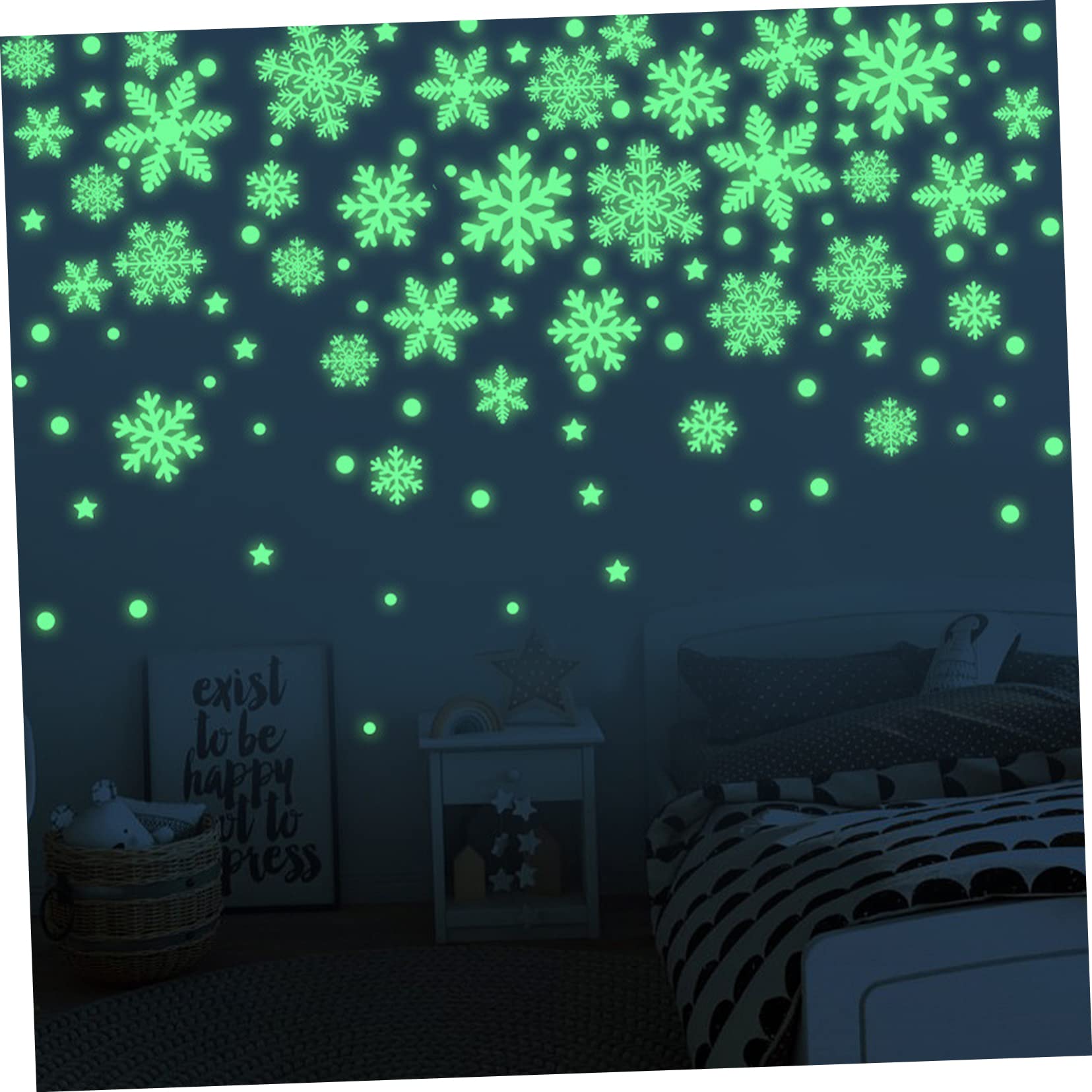FRCOLOR 10blätter Weihnachtsdeko Aufkleber Leuchtende Schneeflocken Sticker Für Fenster Wände Deko Für Festliche