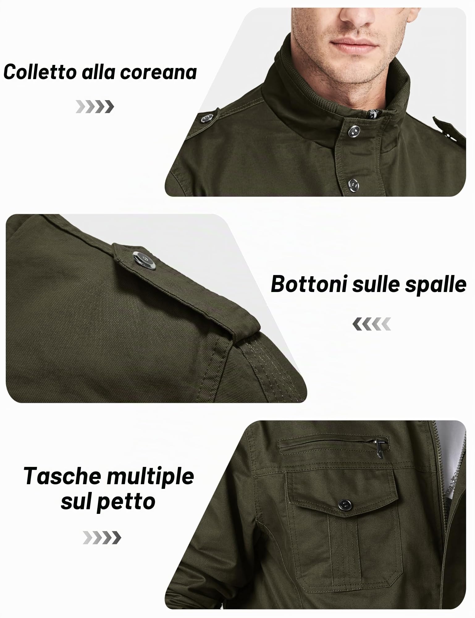 TACVASEN Giacca in Cotone Leggero, Stile Casual, Elegante per Uomo