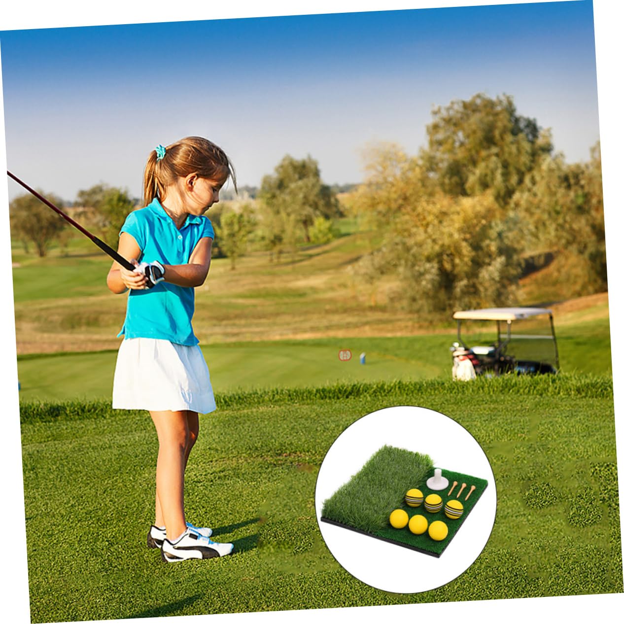 HANABASS Golf Training Equipment Indoor Home Practice Mat Artificial Swing Mat for Hitting Chipping Driving True-Turf Surface Pp Nylon Grass Material