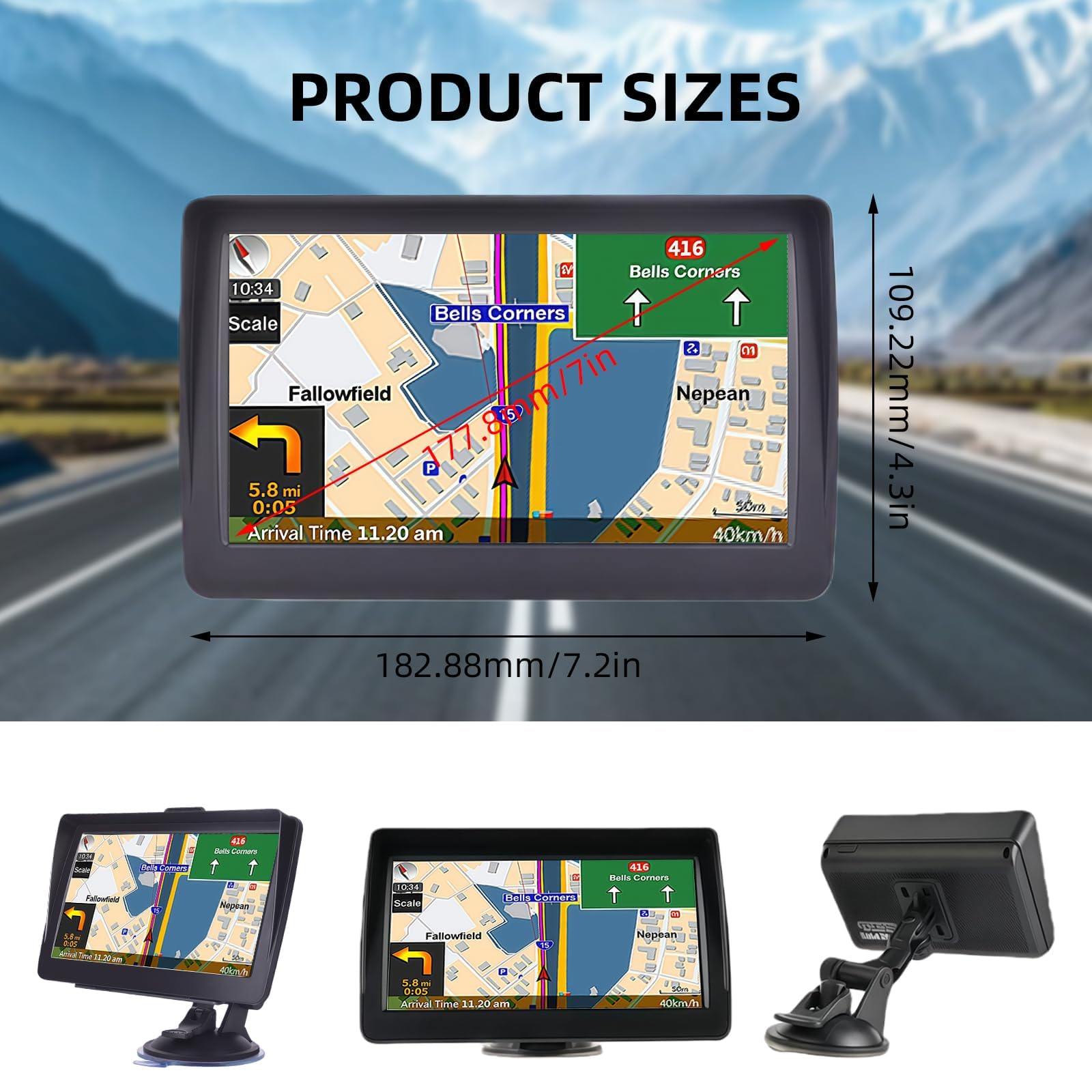 IGEAIIE 7 Inch Sat Nav for Car, HGV Truck, HD GPS Navigation System with UK & Europe Maps 2026, Lifetime Free Updates, Support Postcode Search, Voice Guidance, Speed Camera Alerts, and POI — view 2
