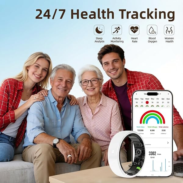 Smart Ring for Women Men,2026 New Ceramic Health Ring,No Monthly Subscription,Size First,Sleep Tracking Wearable-Heart Rate-Fitness Tracker for iOS&Android (White, 8) - 3
