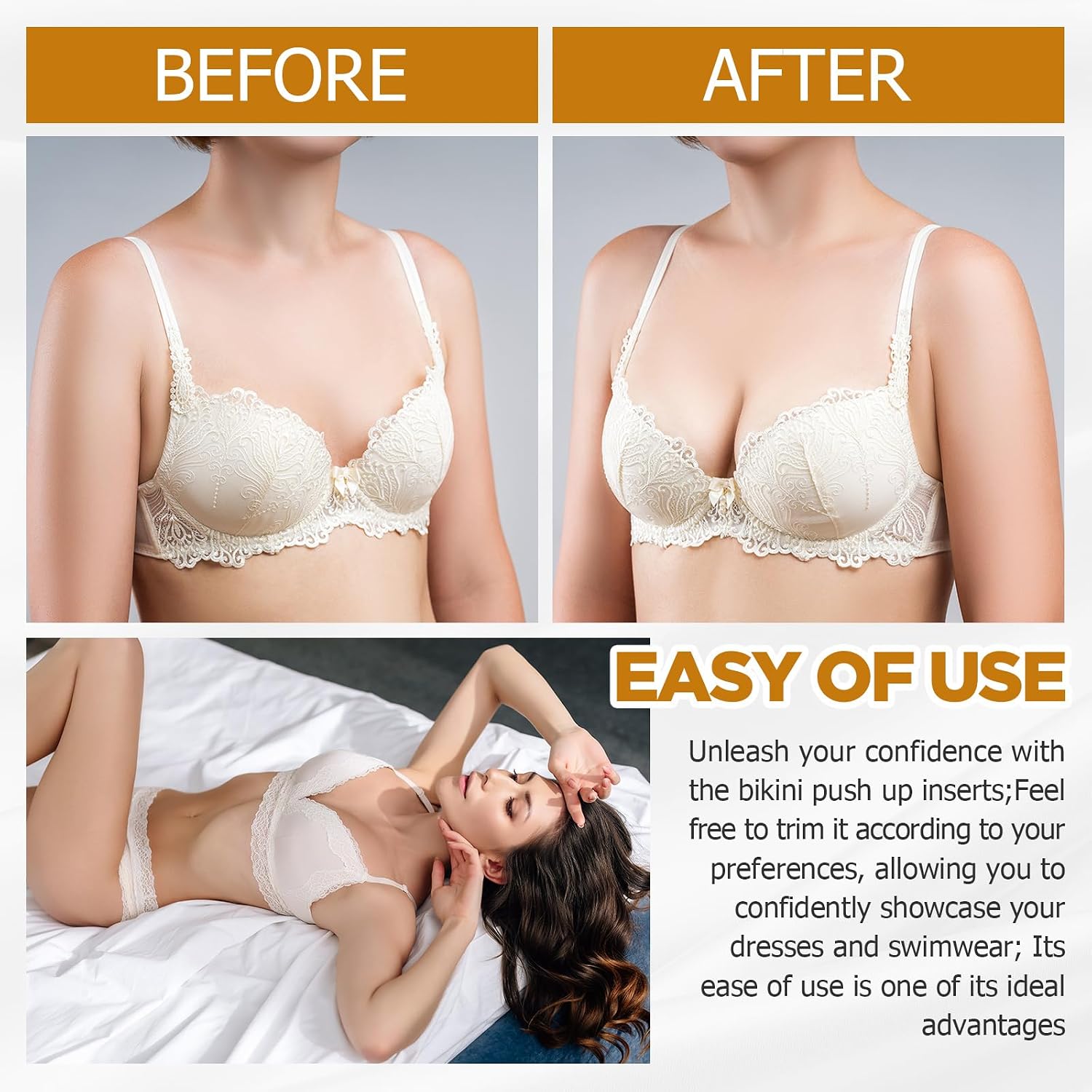 Maiteenly Double Sided Sticky Bra Inserts Self Adhesive Insert Bra Pads, Push Up Sticky Women's Triangle Invisible Croppable Breast Cup Lifter for Swimsuits Bikini Dress Reusable Washable