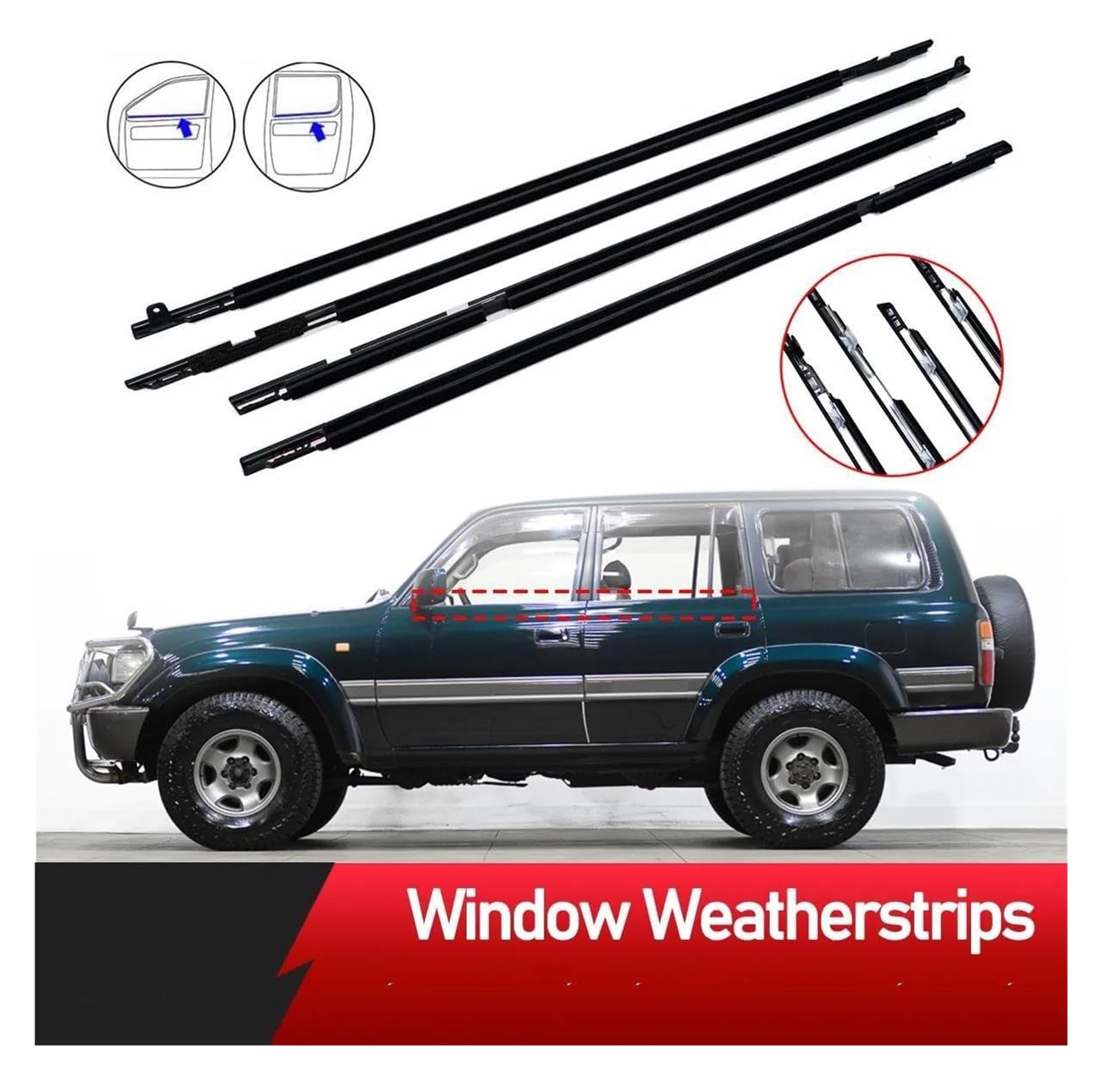 Automotive Window & Door Seals 4PCS Outer Rubber Weatherstrip Moulding Trim