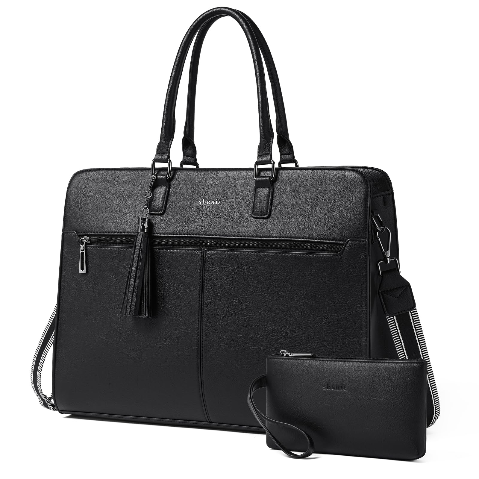 Shrrie Bolsa para Portátil Mujer 15.6 Pulgadas, Bolso de Cuero PU Impermeable con Correas Dobles y Bolso Embrague, Bolso Bandolera Shopper Multiusos para Oficina Universidad Trabajo Diario