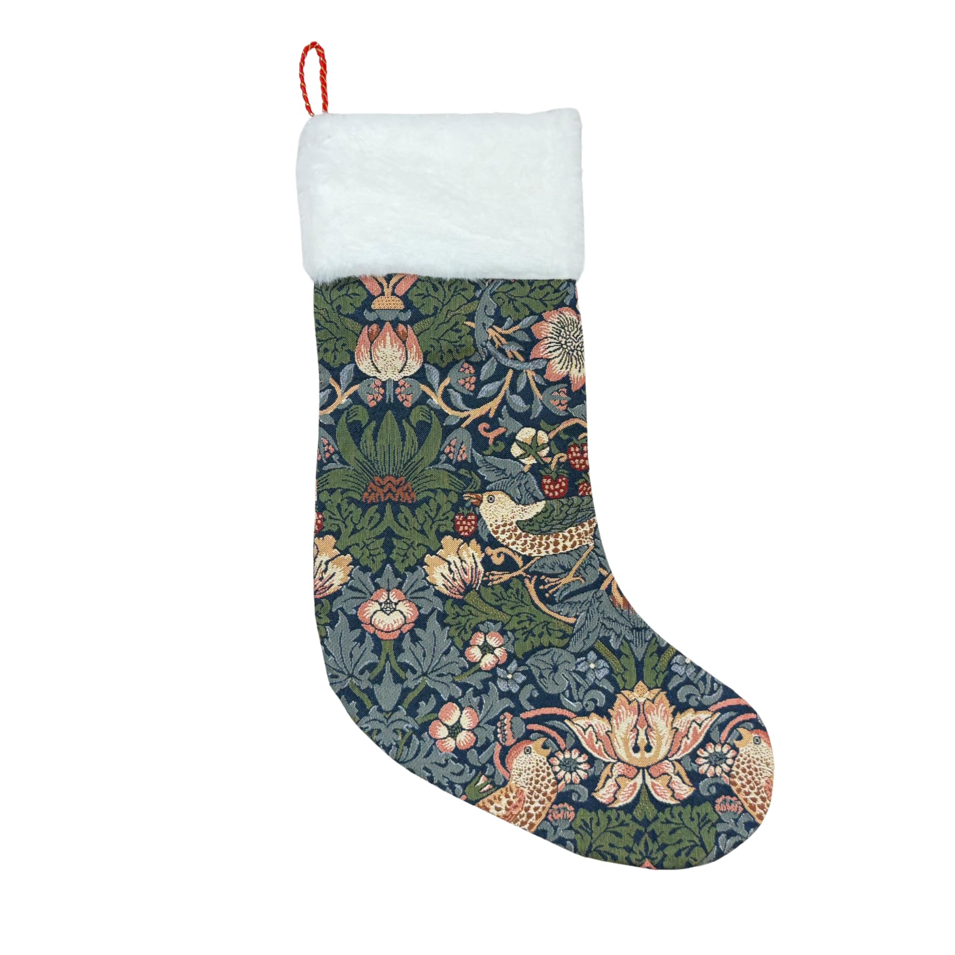 Signare Christmas Stocking - Vintage Tapestry for Fireplace Woven Fabric, Original 19th Century Designs to Delight Children & Adults (Strawberry Theif Blue)