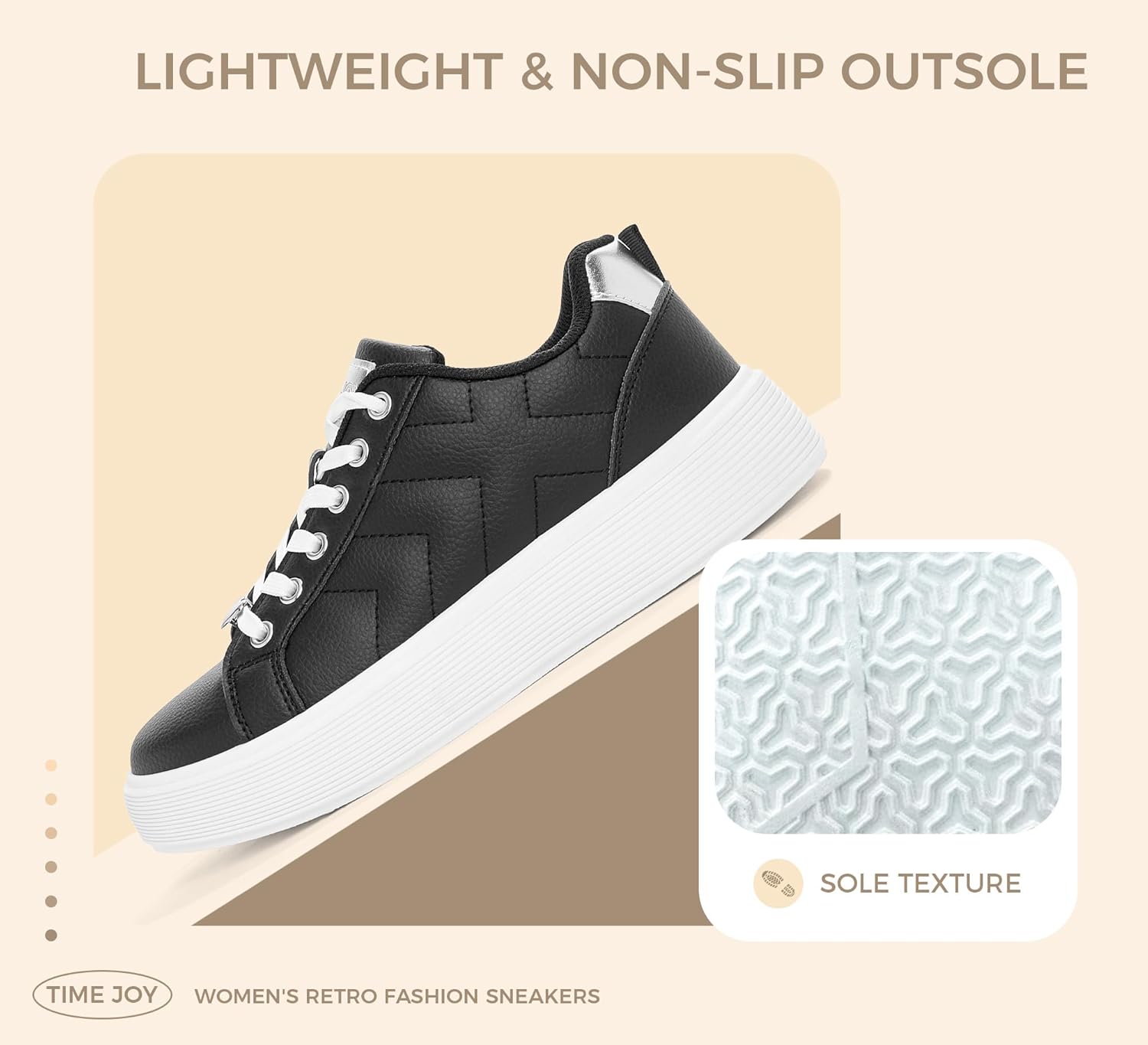 TIMEJOY Women's Fashion Platform Sneakers Synthetic Leather & Metallic Accents for Casual Tennis & Everyday Comfort - Image 6