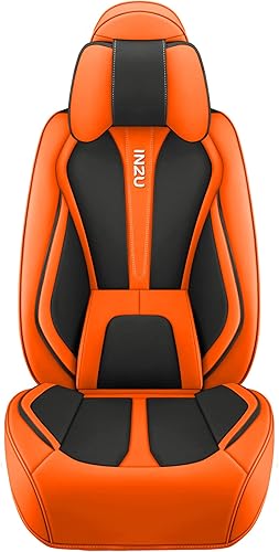 Miniatura 24 de INZU Lindas fundas de cuero para asientos delanteros y traseros, para sedán, SUV, 5 asientos, juego completo de ajuste universal (negro y rosa)