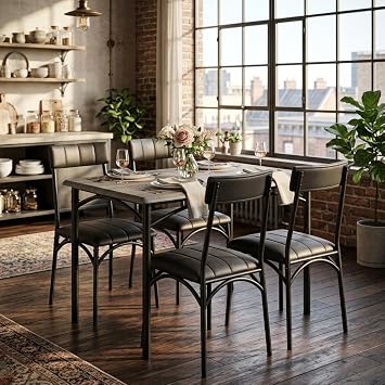 CABIHOME 5-Piece Dining Table Set for 4, Rectangular Kitchen Table & Chairs