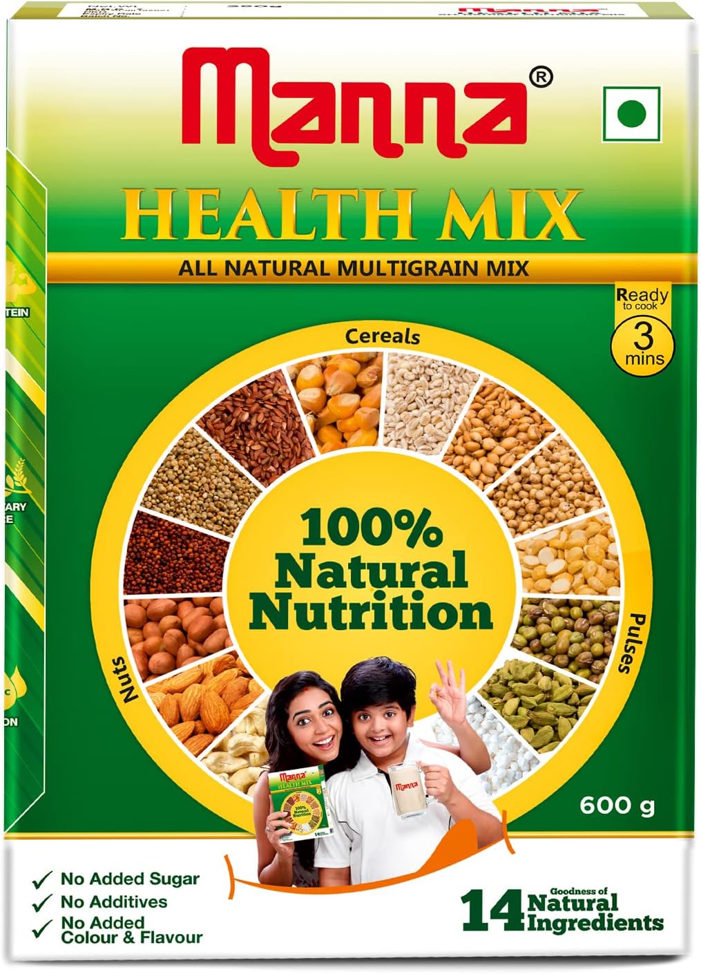 Manna Health Mix 600g & Manna Jaggery Powder 350g Combo Pack. All Natural Nutrition Drink & Natural Sweetner for kids.