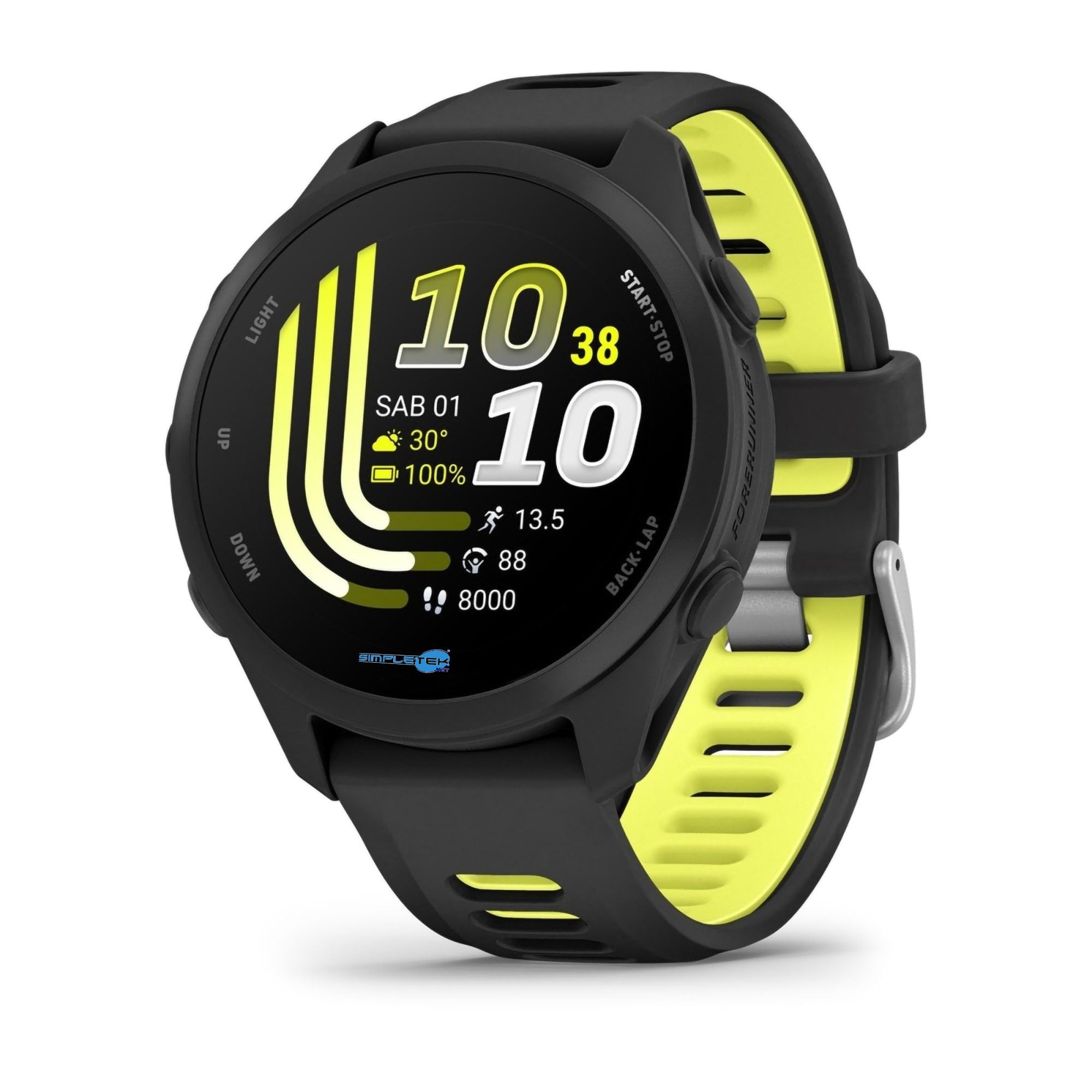SIMPLETEK - Smartwatch Sportivo 43mm 1,2” AMOLED GPS NFC 4GB ROM Music | pagamenti contactless, 5 ATM, cardio polso, Display touch, metrica corsa, tracker attivita quotidiana, cardiofrequenzimetro