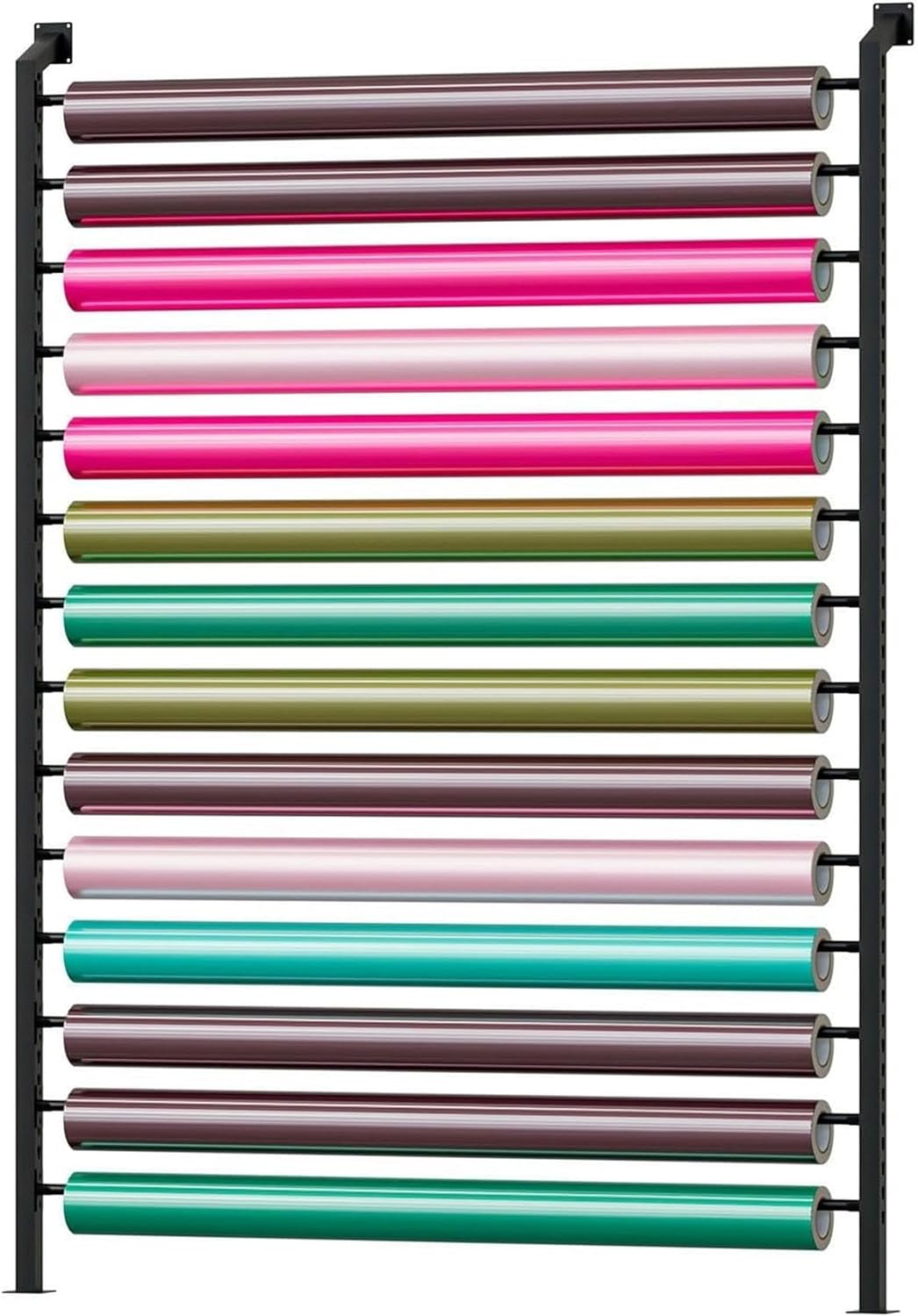 8 10 12 15 Rolls Metal Car Vinyl Holder with Adjustable Hanging Rod, Textile Fabric Roll Storage Rack, Multi-Use, for Wallpaper, Car Window Film, Banner, Poster, Wrap Material