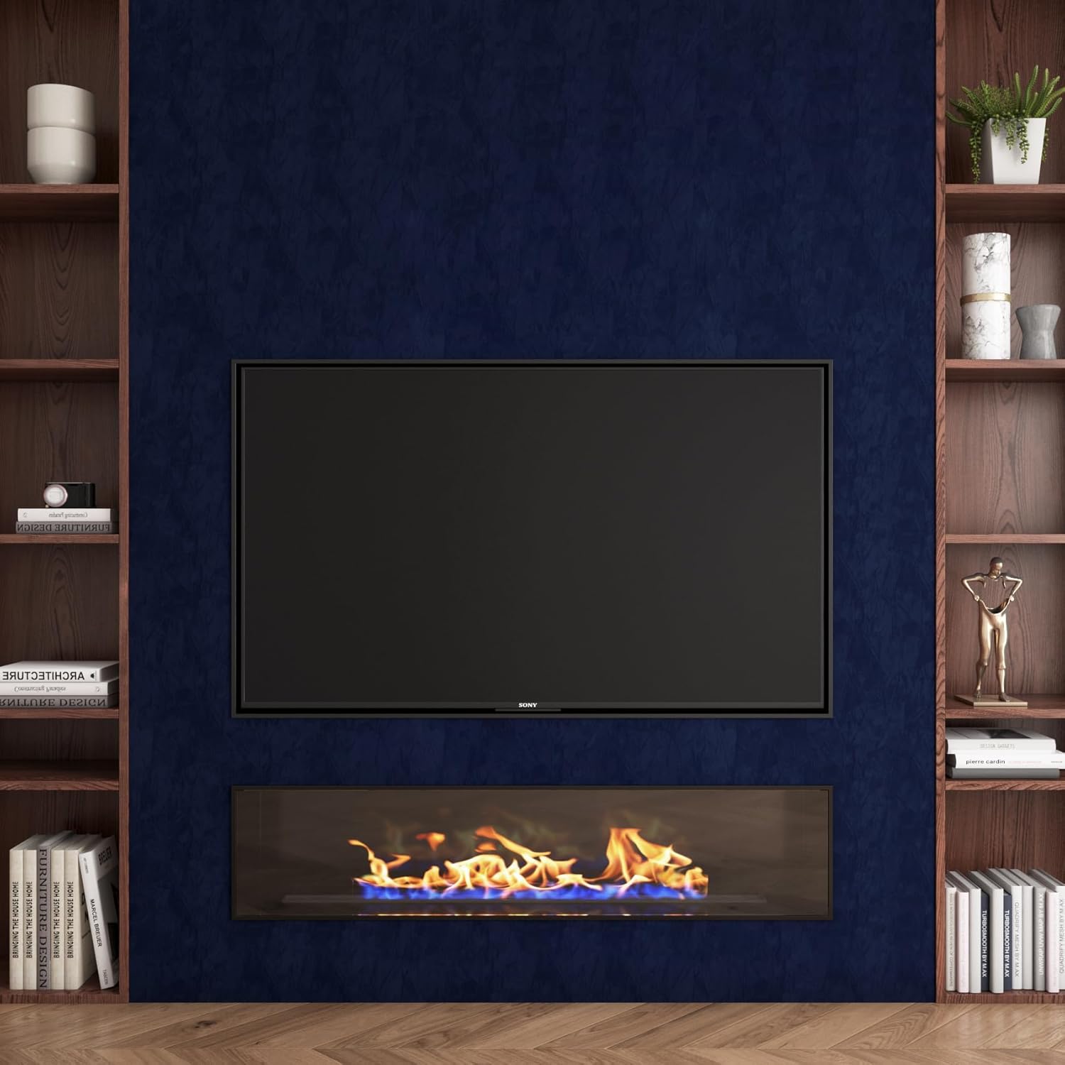Yenhome 17.7"X393" Navy Blue Velvet Wallpaper Peel and Stick Textured Vintage Blue Velvet Peel and Stick Wallpaper for Bedroom Wall Removable Self Adhesive Contact Paper Felt Sheet for Crafts Cabinets