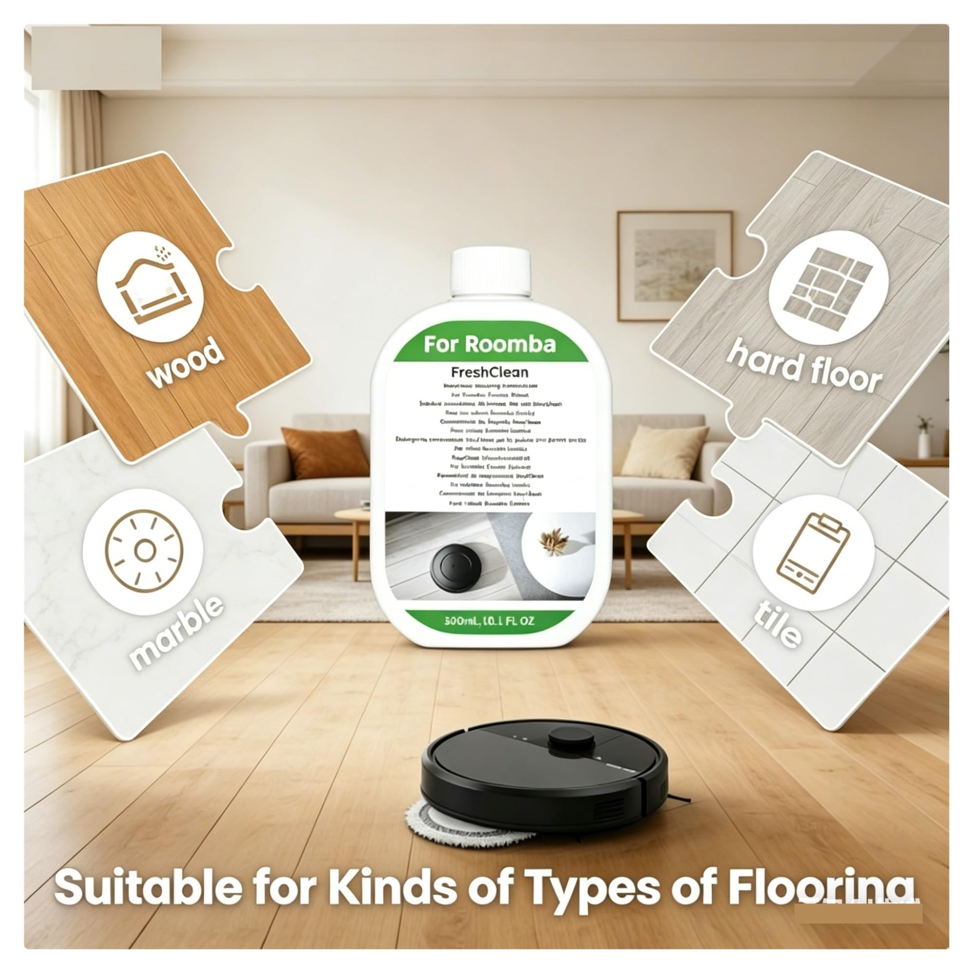 Limpiador Concentrado For Pisos, 3 Botellas, Solución De Limpieza Multisuperficie De 300 Ml, Dilución De Agua De 5 Ml Por 1 Litro, Compatible Con Roomba Plus 405/505/Max 705