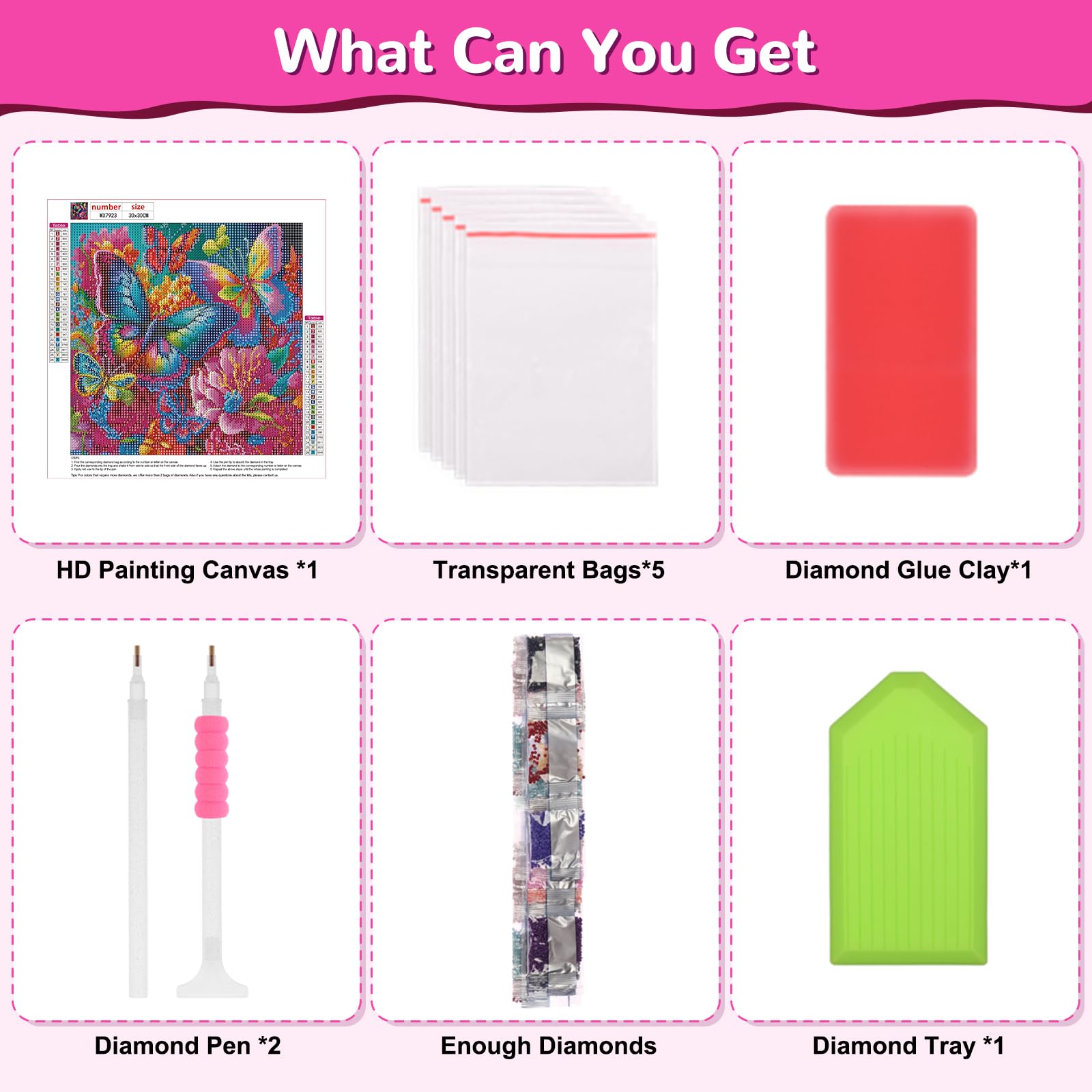 HEIBAGO 5D DIY Diamond Art Painting Kits for Audlts Full Drill Butterfly Diamond Painting for Beginners Rhinestone Embroidery Diamond Dots Set Flowers Gem Art Crafts for Home Decor 30x30cm - Image 3