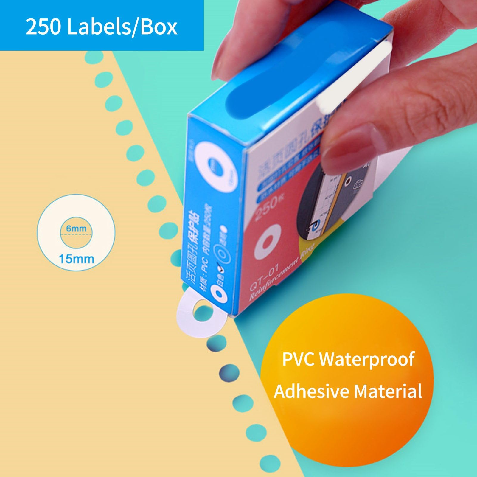 Etichette di Rinforzo per Fori Adesive Carta Rinforzi per Perforatori Pagine Perforate