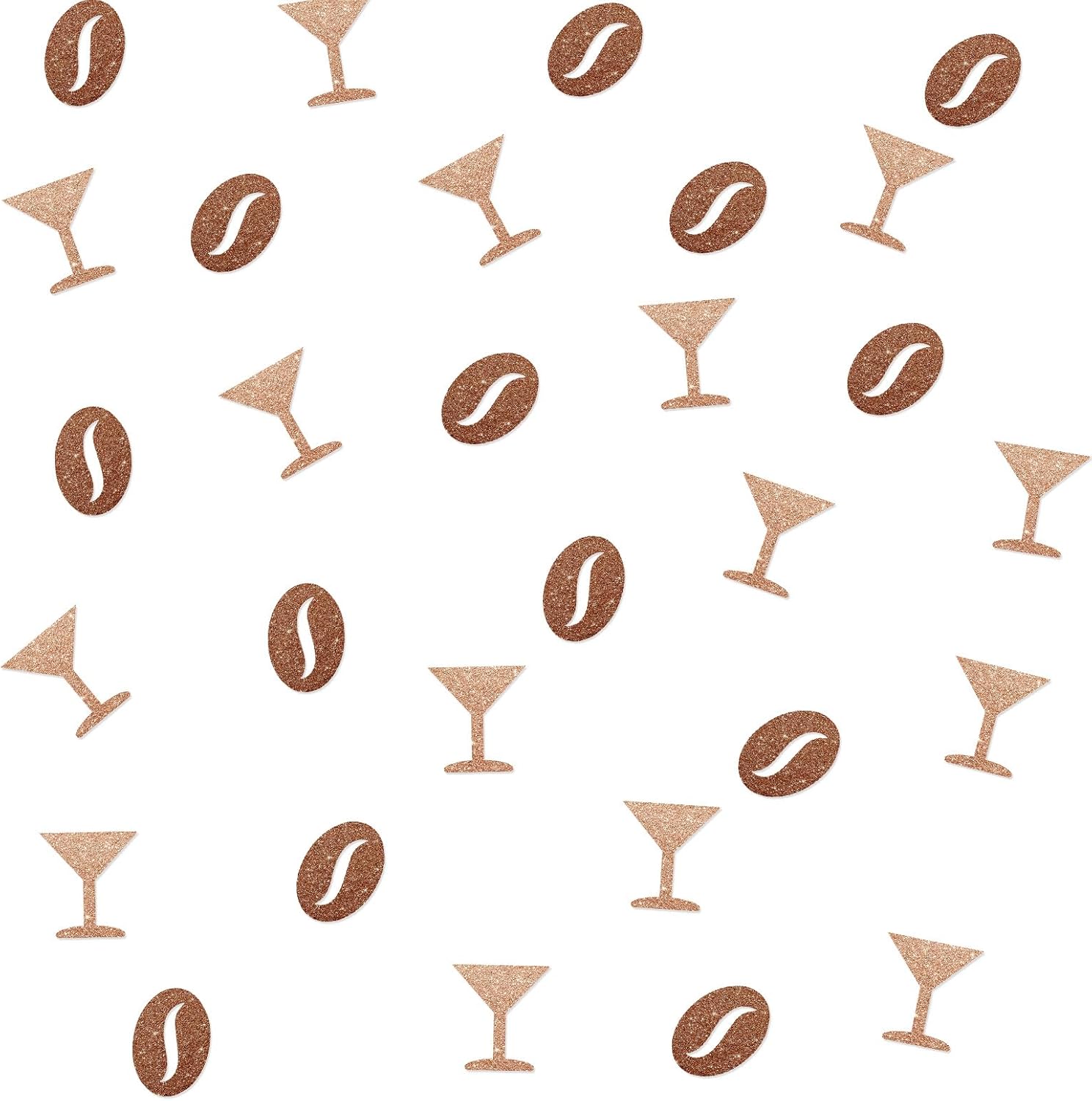 120 Martini and Coffee Bean Confetti, Brown Glitter Espresso Martini Confetti for Birthday Party, Martini Cut Out for Cocktail Night Party Table Decoration