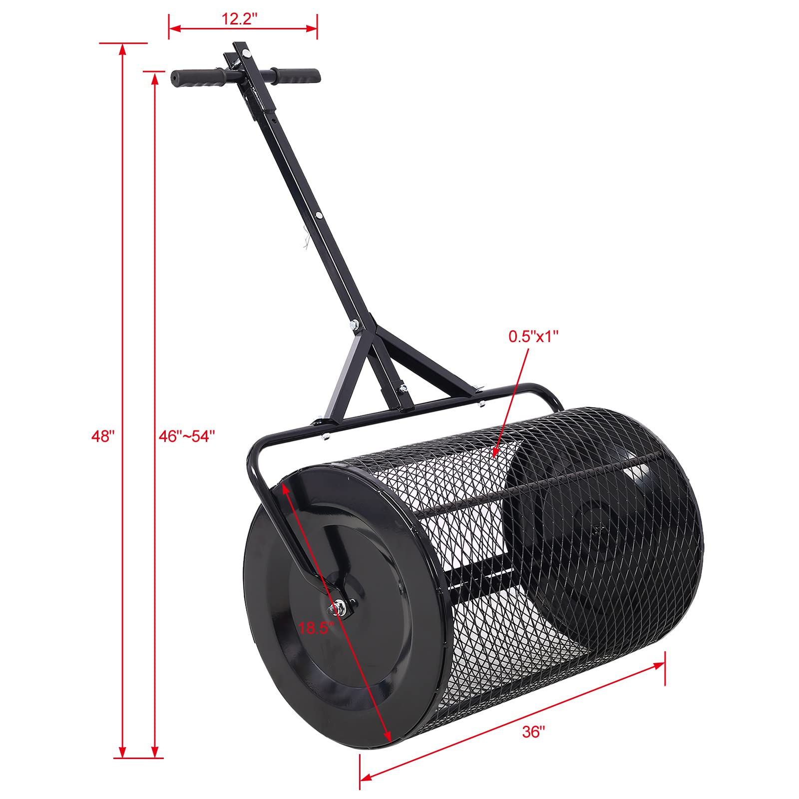 Spandiconcime per Torba da 36", spandiconcime per Compost 2 in 1 con ATV e Maniglia a T per la Cura del Prato e del Giardino