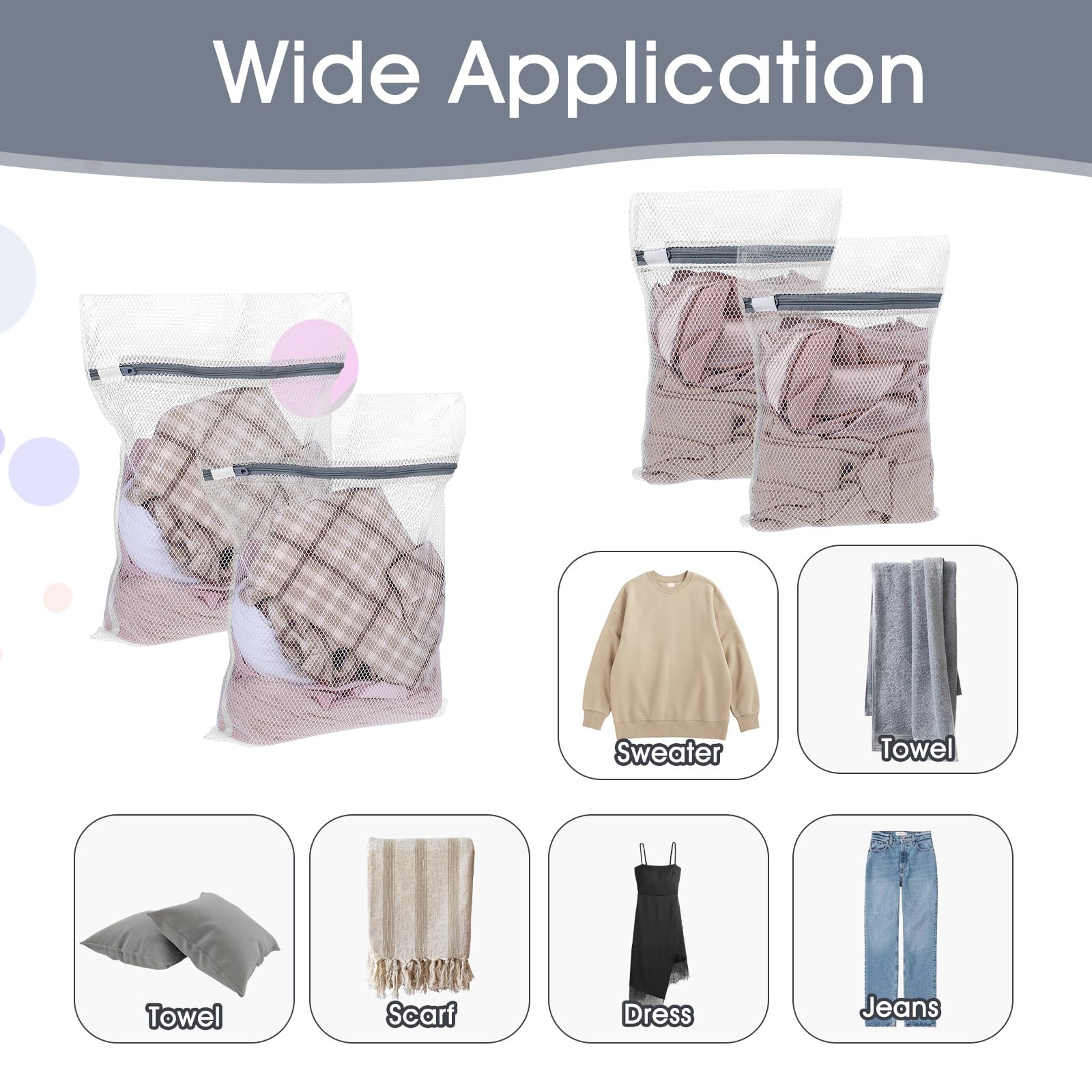 Lot de 4 sacs à linge avec motif nid d'abeille - Réutilisables - Avec fermeture éclair - Pour machine à laver, vêtements, sous-vêtements