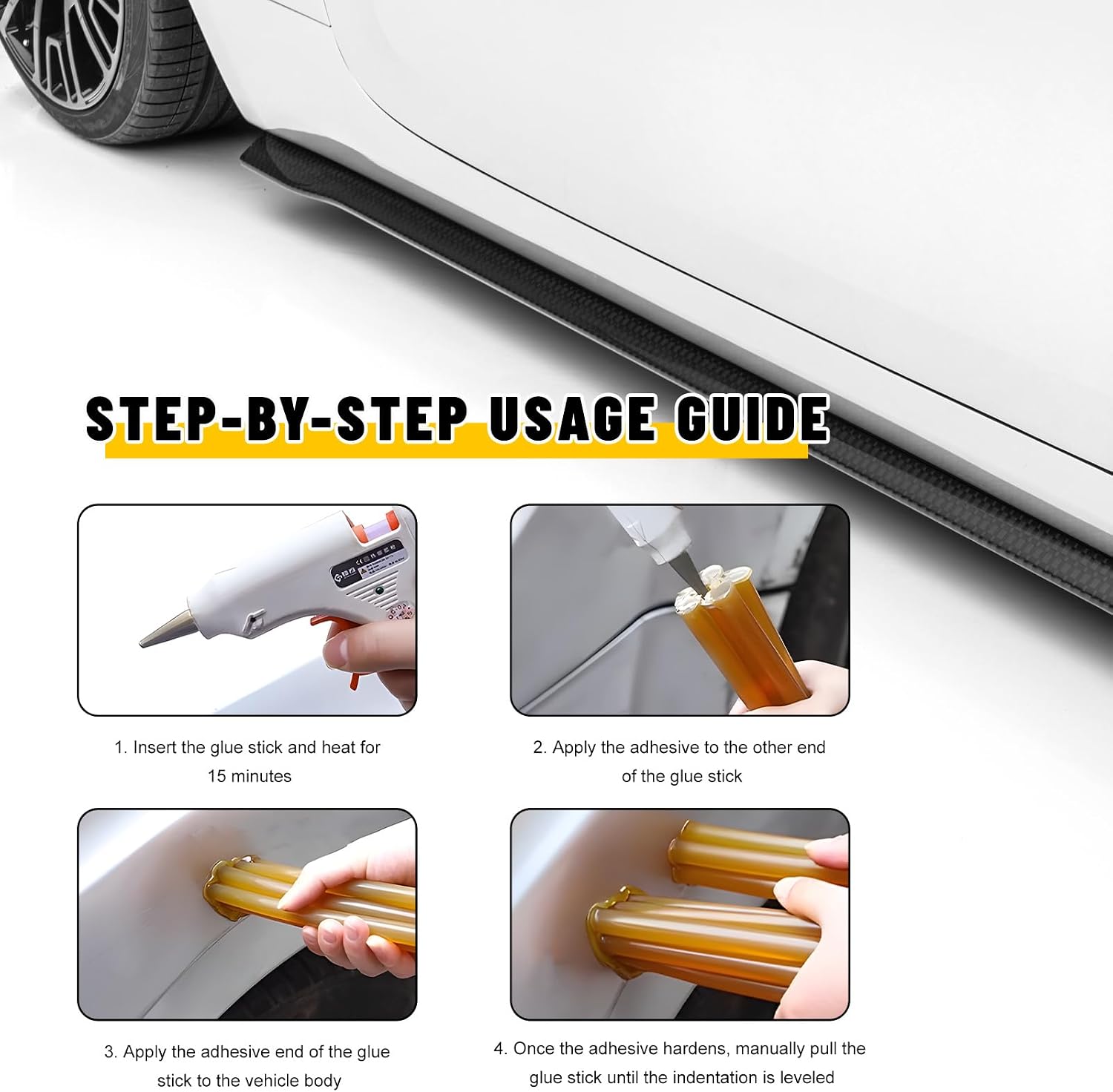 32PCS Dent Repair Glue Sticks, 0.43" Dia x 8" Long Hot Melt Glue Sticks PDR Tool Kit, High Viscosity Paintless Dent Removal Stick Repair Tool for Car Body Repair Gluing Project (Black)