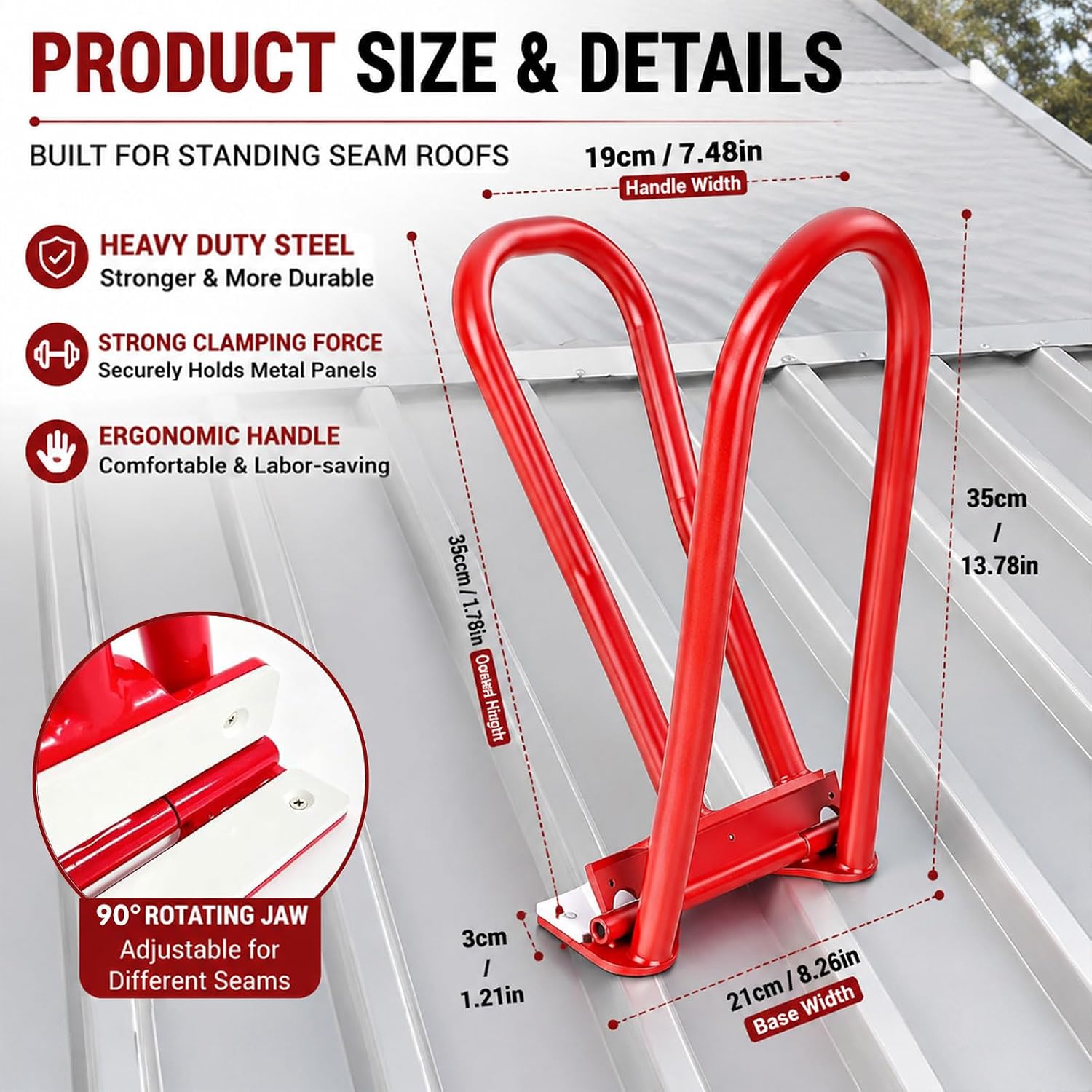 Roof Eaves Seam Bender, 90°-180° Drip Edge Folding Tool with PVC Insert image 3