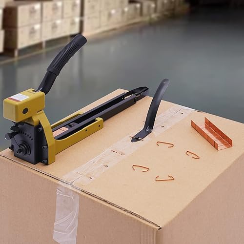 Miniatura 4 de Engrapadora manual de cierre de cartón, corona de 1-3/8 pulgadas, grapas de cartón de 3/4 pulgadas de longitud, grapadora de caja corrugada con 100