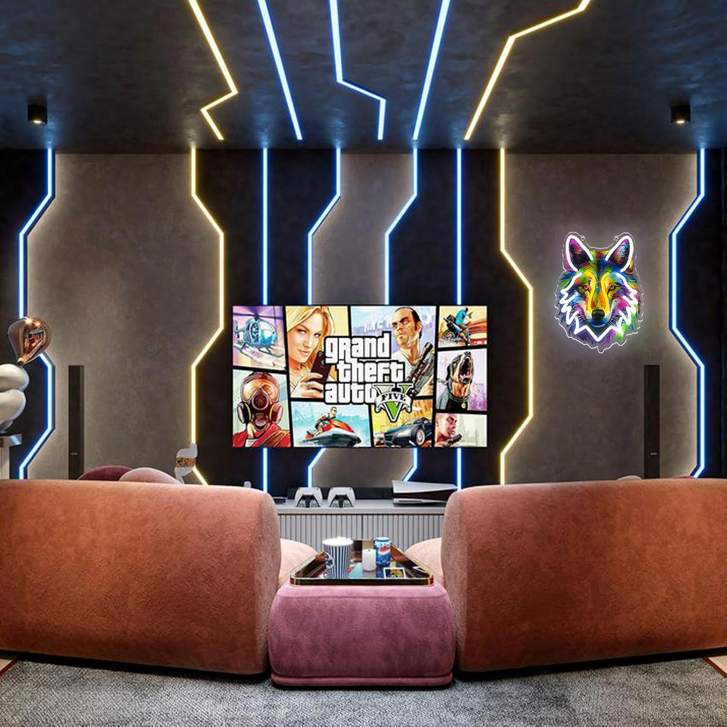 Wolf Neon Sign, Neon Lights with Ten Brightness Settings for Man Cave Game Room Decor Bedroom Pub Club Wall Art Decor Gifts(Wolf)