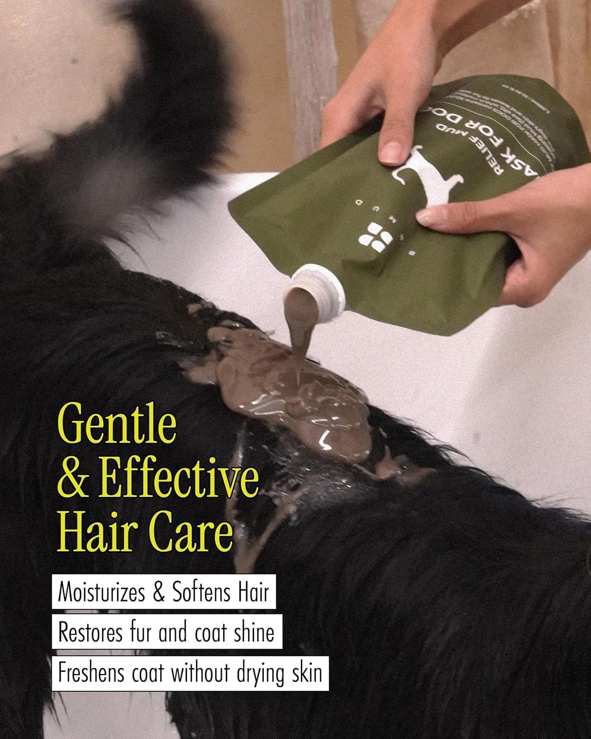 BRMUD Relief Mud Mask for Dogs | Hypoallergenic Dog Shampoo and Conditioner Grooming Mud Mask for Coat & Dry Skin | Moisturizing & Hydrating Dog Wash Conditioner Mask for All Breed Types (33.81 fl oz)