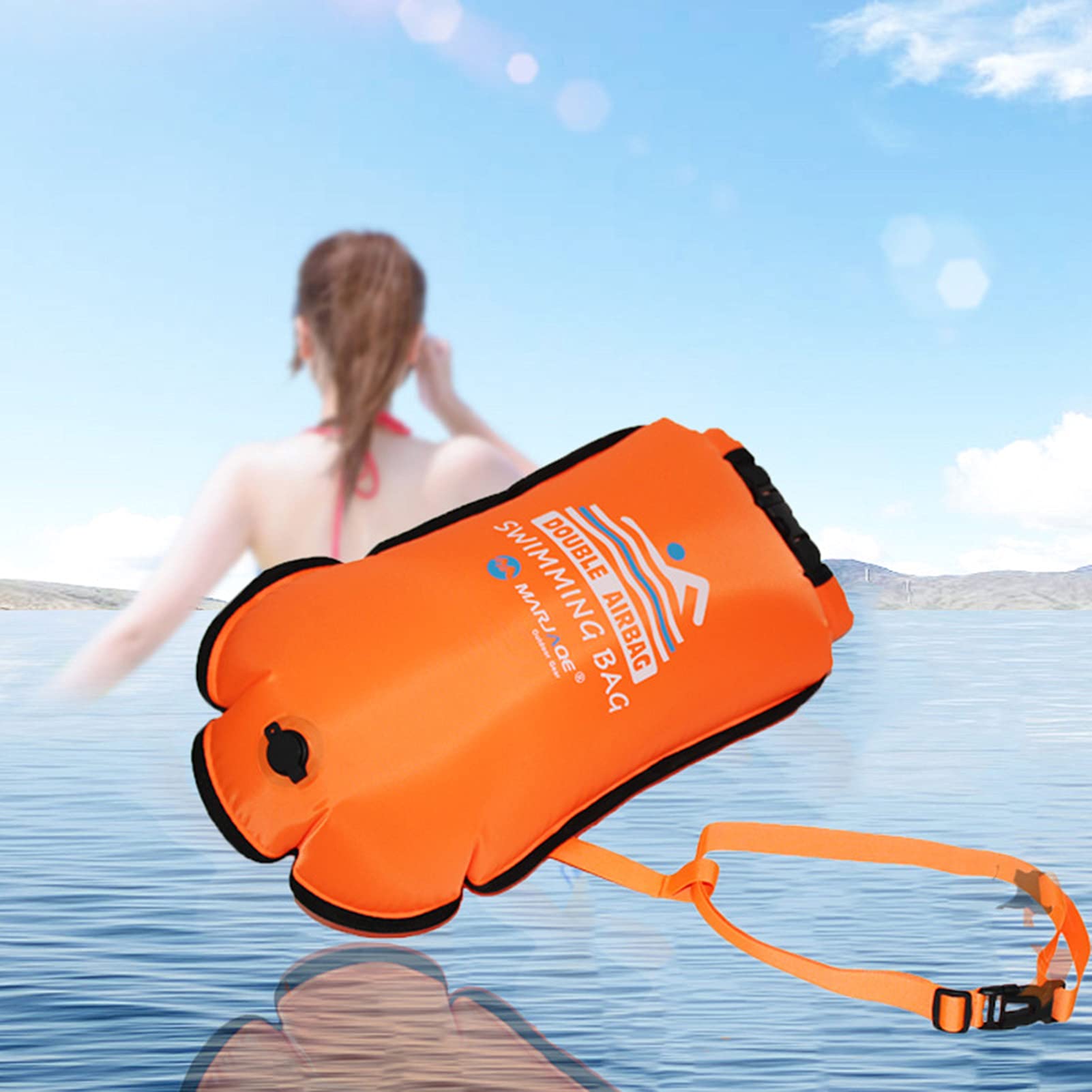 Premium Schwimmboje mit trockentasche, 20L für Triathleten, Stand up Paddling oder Wassersportler, offenen Wasser Schwimmer【Gut sichtbarer für wasserdichtes aufbewahren von Wertsachen】- TRAGBAR&LEICHT