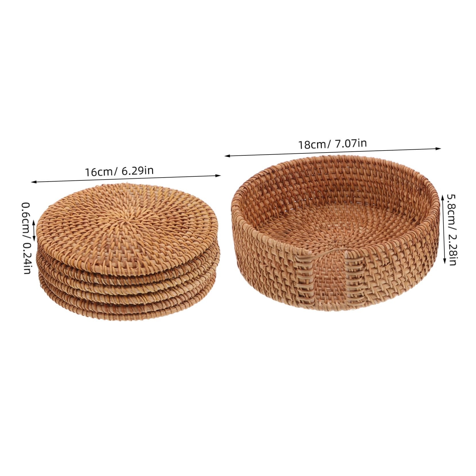 Toyvian 6piezas Posavasos de Mimbre Tejidos Mano Redondos Resistentes al Calor para Proteger Mesa y Tazas de Café Juego de Salvamanteles Naturales