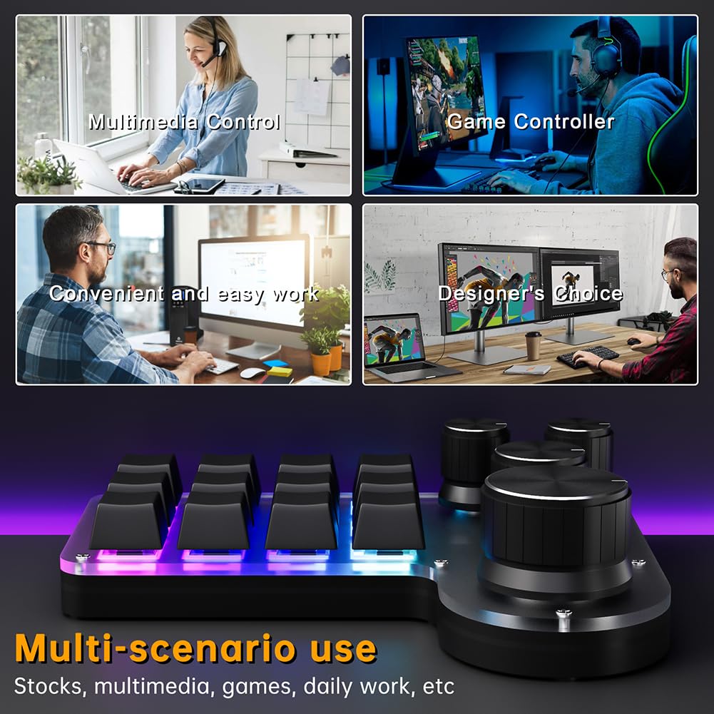 RGB USB Przewodowa/kompatybilna z Bluetooth mechaniczna klawiatura do gier Red Switch z możliwością wymiany podczas pracy 12 klawiszy 4 pokrętła Programowanie makro Niestandardowa klawiatura do