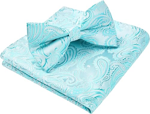 Miniatura 5 de HISDERN Pajaritas para hombre pre-atadas Paisley pajaritas de bolsillo cuadrado conjunto de pajarita para hombre fiesta de boda