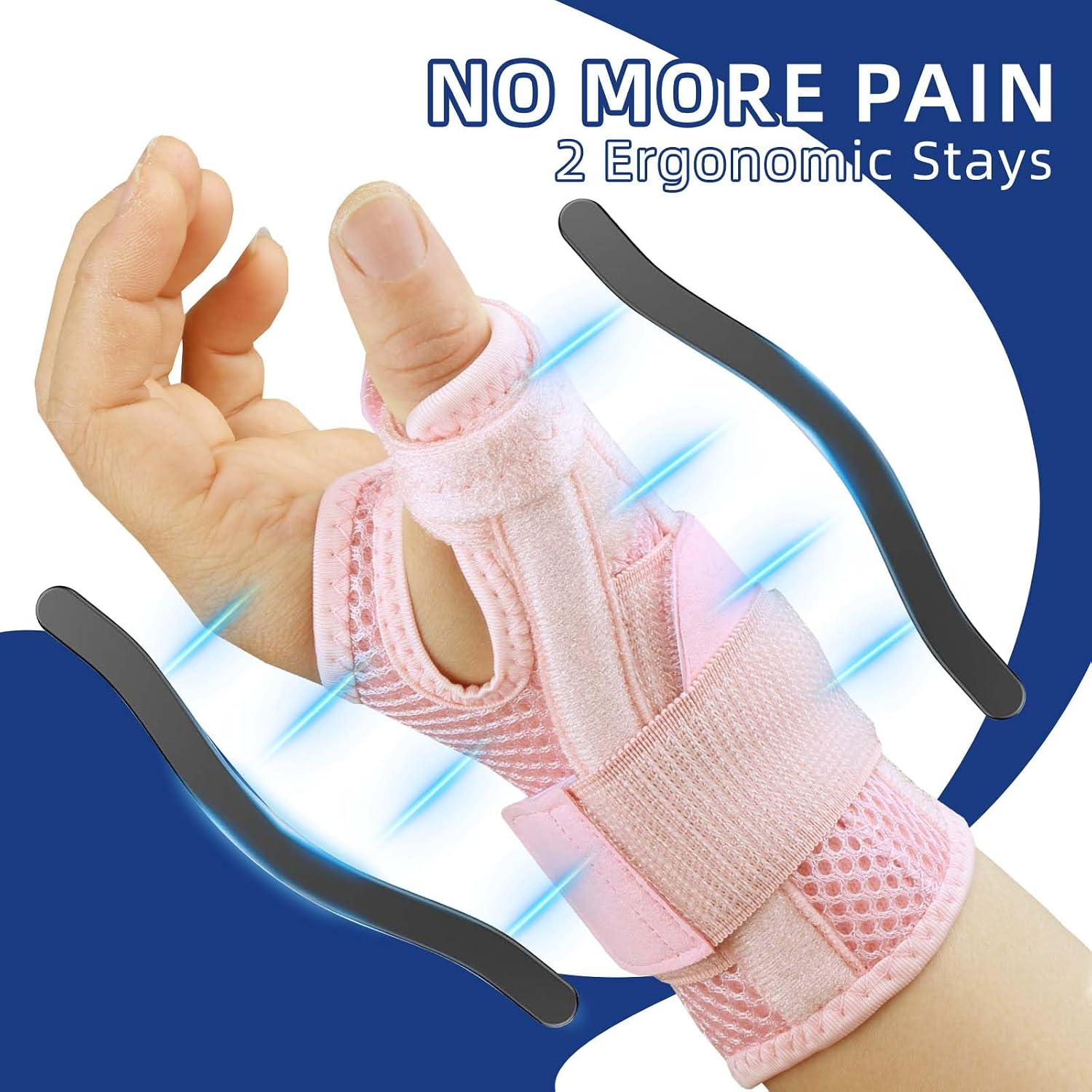 Thumb Splint Support Brace for Arthritis & Carpal Tunnel, Adjustable Immobilizer for Trigger Finger, Tendonitis, Sprain Pain Relief, Breathable & Comfortable Fit for Left & Right Hand, Pink