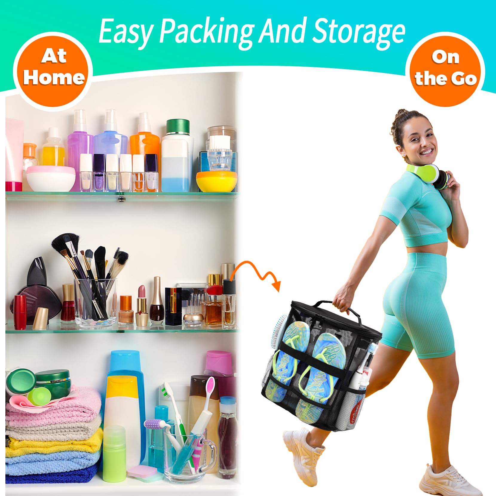 Mesh Shower Caddy - Dorm & Travel Organizer -5
