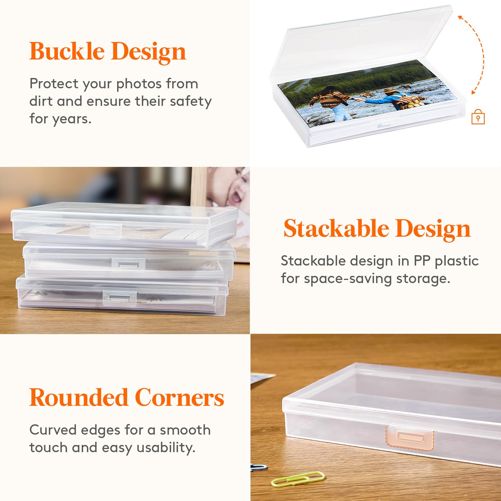 Lifewit Boite Rangement Photos, Petite Boite de Rangement Plastique avec Poignée, Boite Transparente, Boite Rangement Perles, Rangement Carte, Storage Box, 10 x 15 cm 4R, 10 Pièces