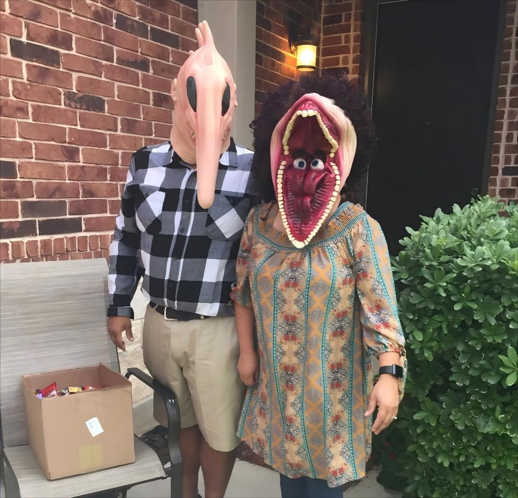 Halloween Masks for Women & Men - Cosplay Full Head Barbara and Adam Masks Latex Horror Funny Costume
