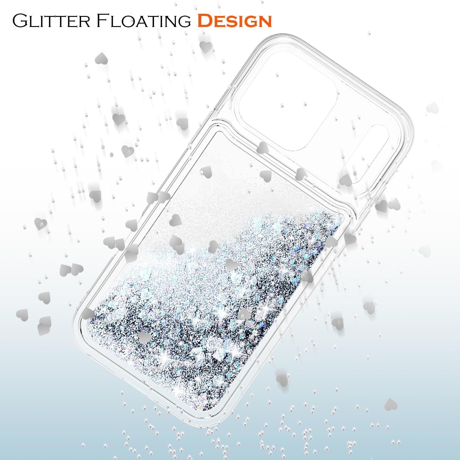 for iPhone 17 Pro Max Case, Bling Flowing Liquid Floating Sparkle Colorful Glitter Waterfall TPU Protective Phone Case 6.9",Silver - Image 5