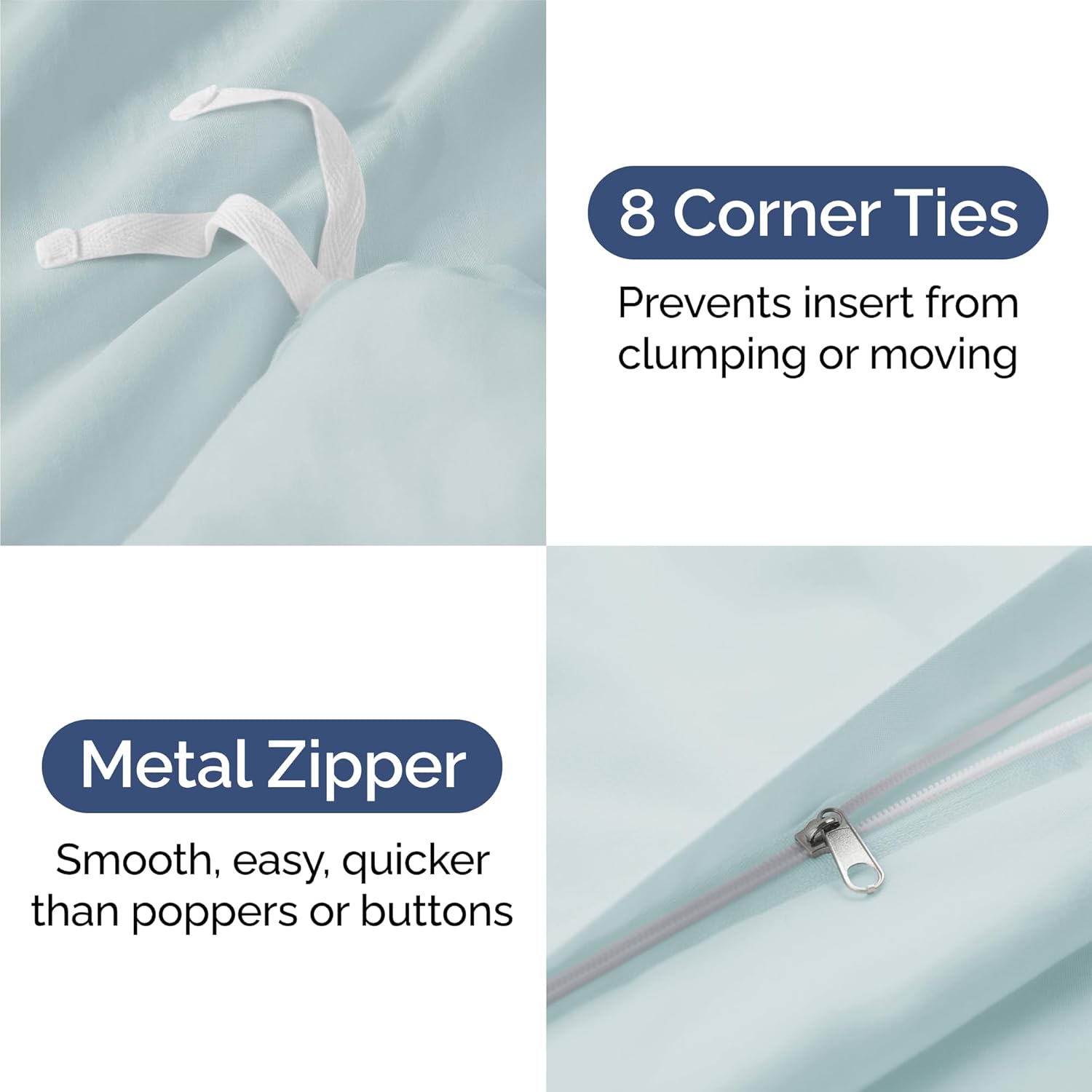 4pc Ice Blue Sheet Set with Duvet (Full Size) Bundle - Bed Set Includes Fitted Sheet, Flat Sheet, Duvet Cover & Pillow Cases/Shams - Hotel Luxury Bedding - Easy-Fit - Breathable & Cooling Duvet Set