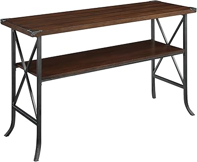 Convenience Concepts Brookline Console Table, Dark Walnut / Slate Gray Frame
