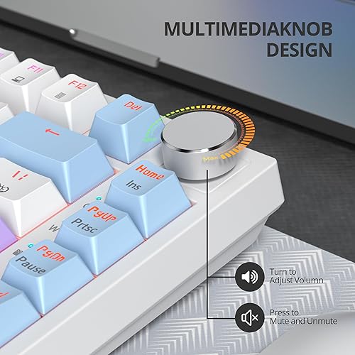 Miniatura 6 de Junta de teclado 75% montada con almohadillas absorbentes de sonido, teclado mecánico RGB compacto de 82 teclas con cable para juegos, enchufe de