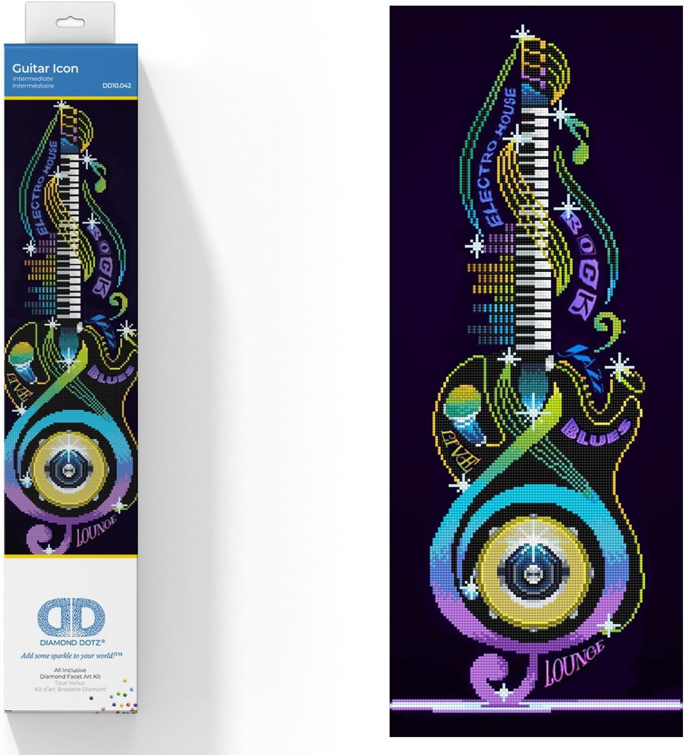 DIAMOND DOTZ ® - Guitar Icon, Partial Drill, Round Dotz, Diamond Painting Kits, Diamond Art Kits for Adults, Gem Art, Diamond Art, Diamond Dotz Kits, 12x30