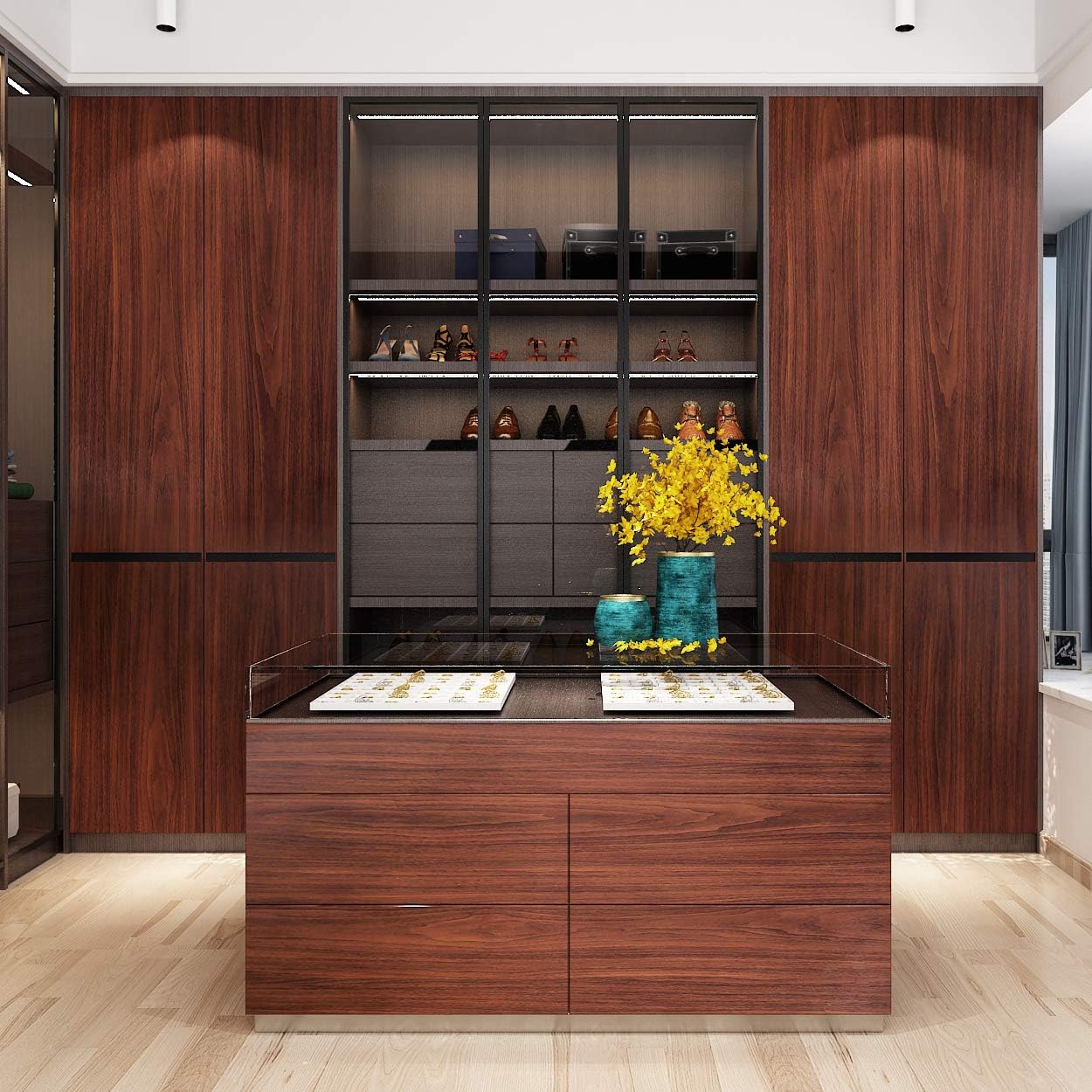 Yenhome Walnut Contact Paper Wood Grain Contact Paper 24"X118" Dark Brown Wood Contact Paper for Desk Countertop Shelves Self Adhesive Wood Wallpaper Peel and Stick for Kitchen Table Cabinet Wallpaper