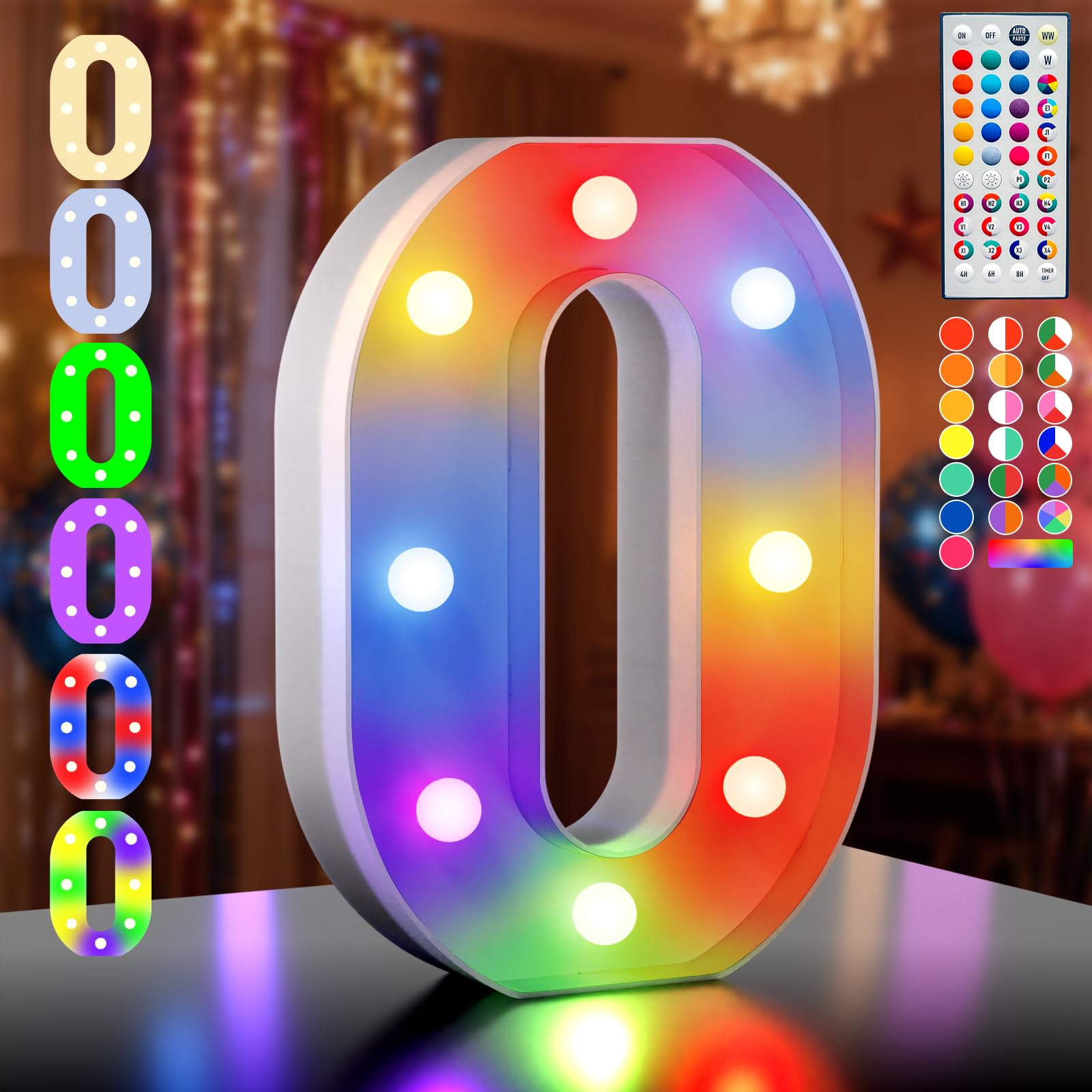 Ledido 35 Color Changing Light up Number - LED Light Up Marquee Numbers Sign for Birthday Decoration Gifts, LED Number Lights for Wedding Anniversary Grad Home Bedroom Party Decor,Number 0 â image 1