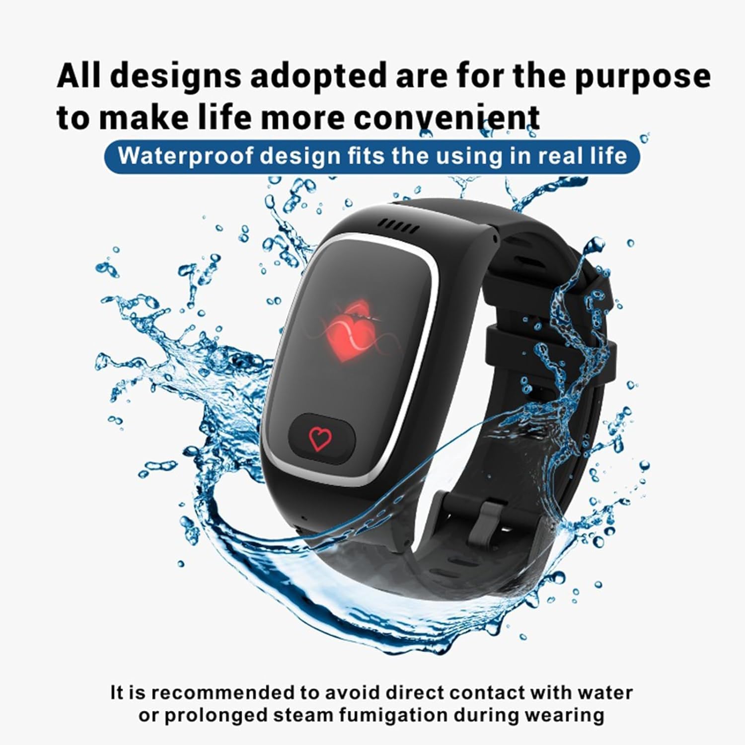 Orologio intelligente con rilevamento delle cadute per anziani, posizionamento GPS, chiamate bidirezionali, monitoraggio della frequenza cardiaca e della pressione sanguigna, fitness tracker